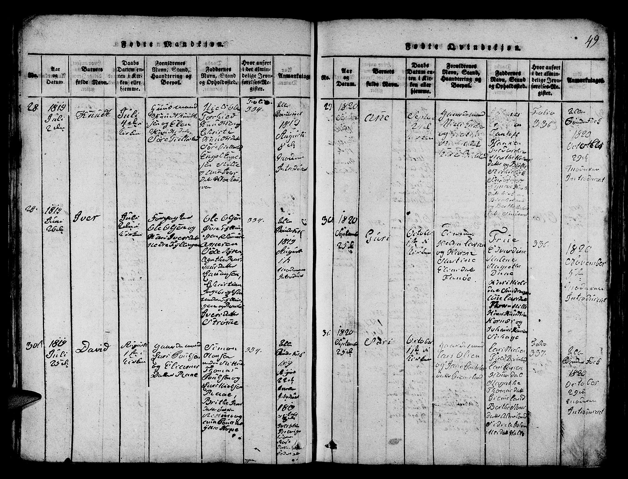 Fana Sokneprestembete, AV/SAB-A-75101/H/Hab/Haba/L0001: Parish register (copy) no. A 1, 1816-1836, p. 49