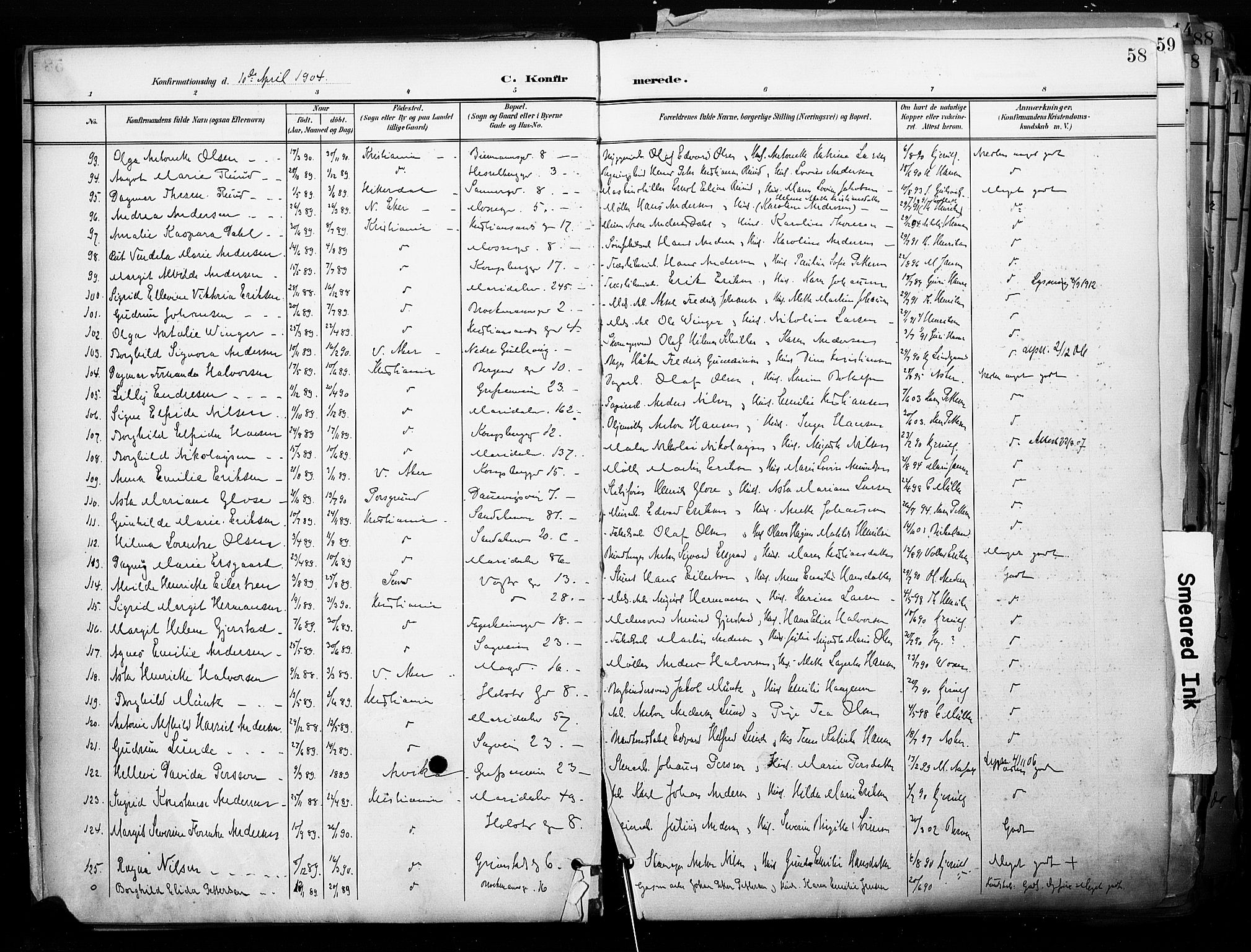 Sagene prestekontor Kirkebøker, AV/SAO-A-10796/F/L0005: Parish register (official) no. 5, 1898-1911, p. 58