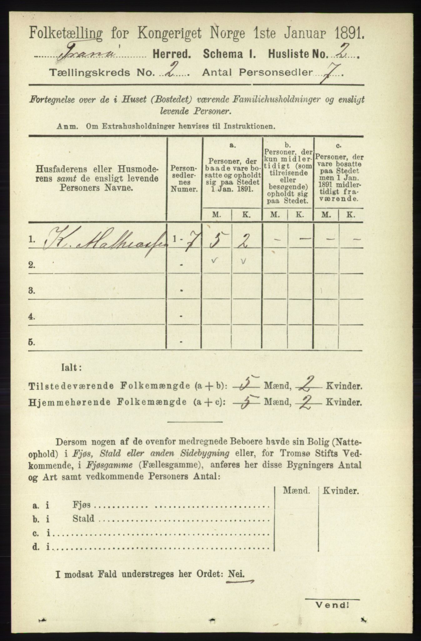 RA, 1891 census for 1927 Tranøy, 1891, p. 435