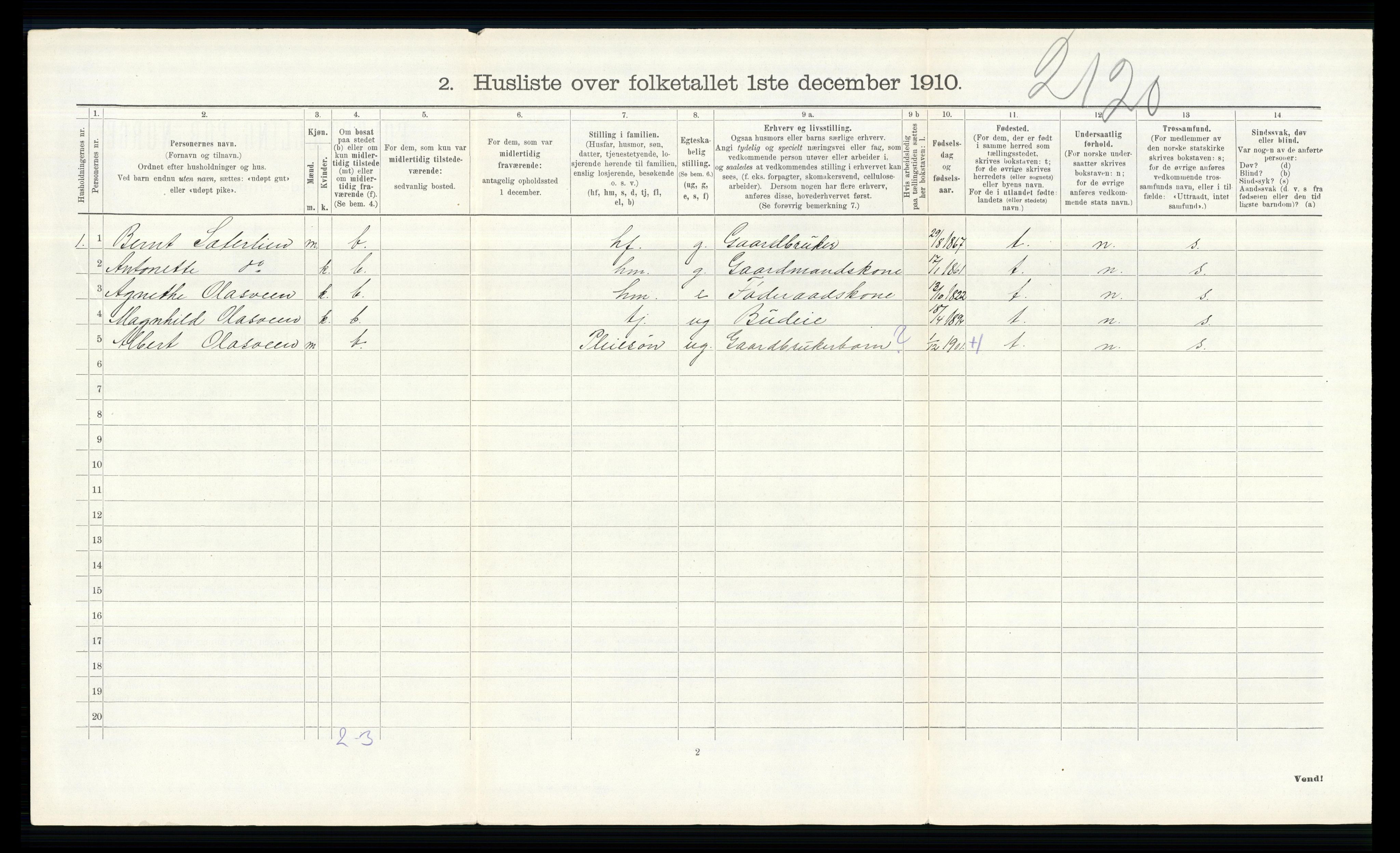 RA, 1910 census for Ringsaker, 1910, p. 478