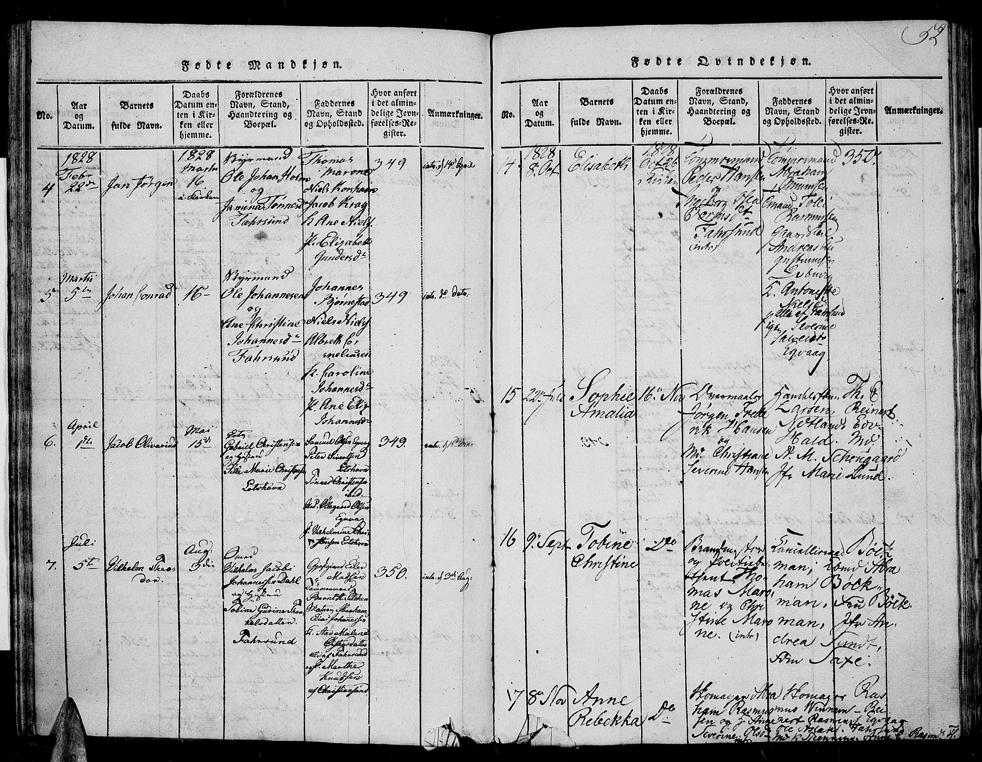 Farsund sokneprestkontor, SAK/1111-0009/F/Fa/L0002: Parish register (official) no. A 2, 1815-1836, p. 52