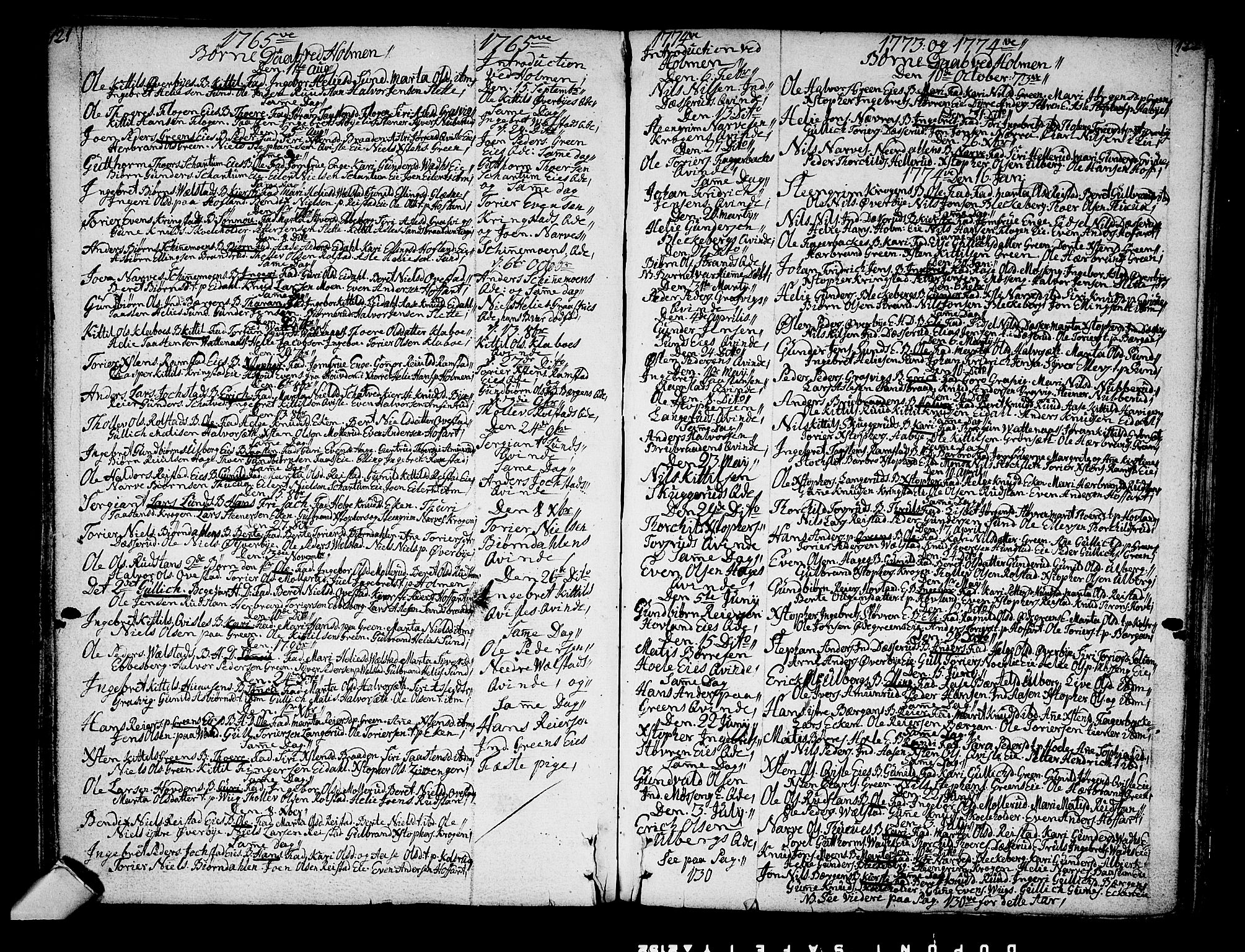 Sigdal kirkebøker, SAKO/A-245/F/Fa/L0001: Parish register (official) no. I 1, 1722-1777, p. 121-122