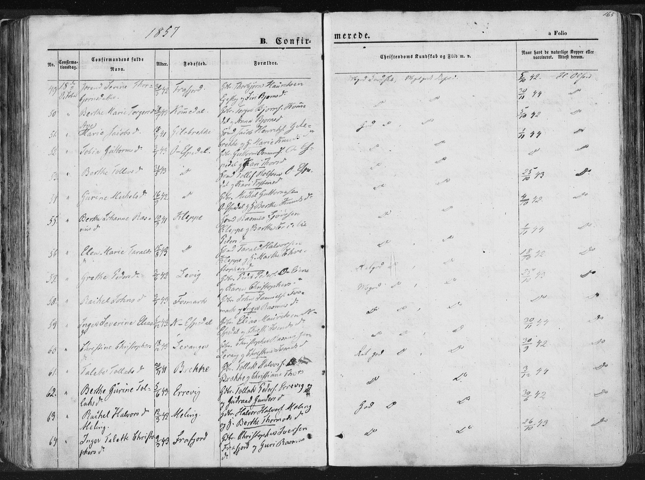 Høgsfjord sokneprestkontor, SAST/A-101624/H/Ha/Haa/L0001: Parish register (official) no. A 1, 1854-1875, p. 165