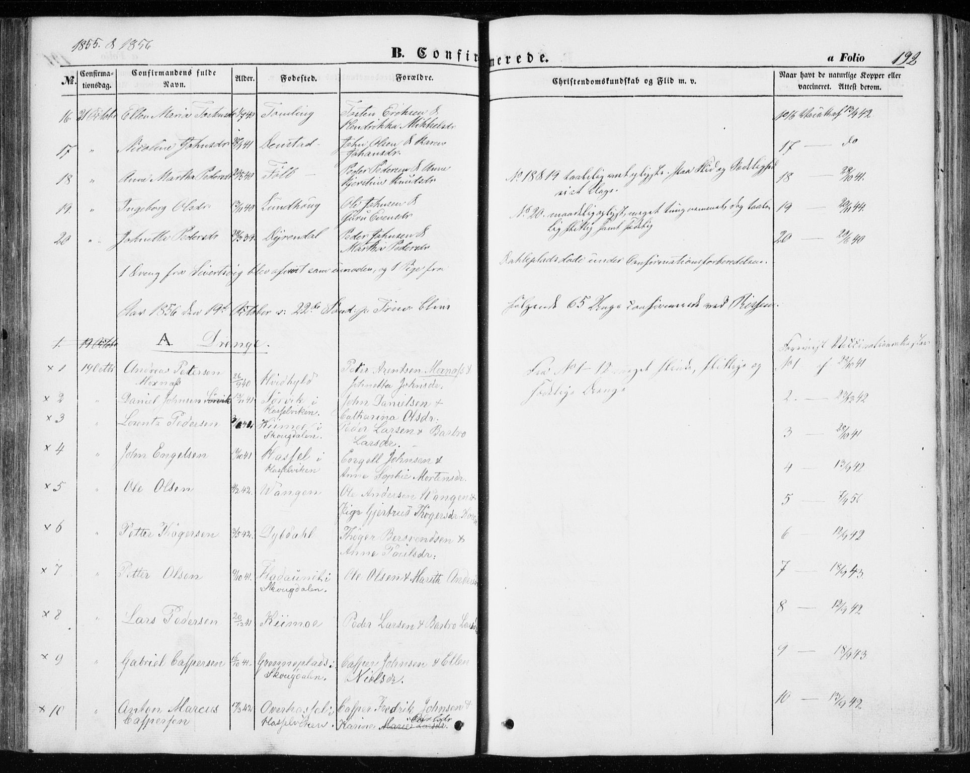 Ministerialprotokoller, klokkerbøker og fødselsregistre - Sør-Trøndelag, SAT/A-1456/646/L0611: Parish register (official) no. 646A09, 1848-1857, p. 192