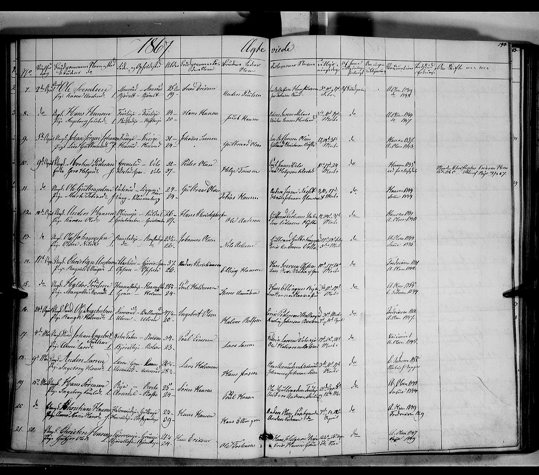 Jevnaker prestekontor, SAH/PREST-116/H/Ha/Haa/L0007: Parish register (official) no. 7, 1858-1876, p. 190