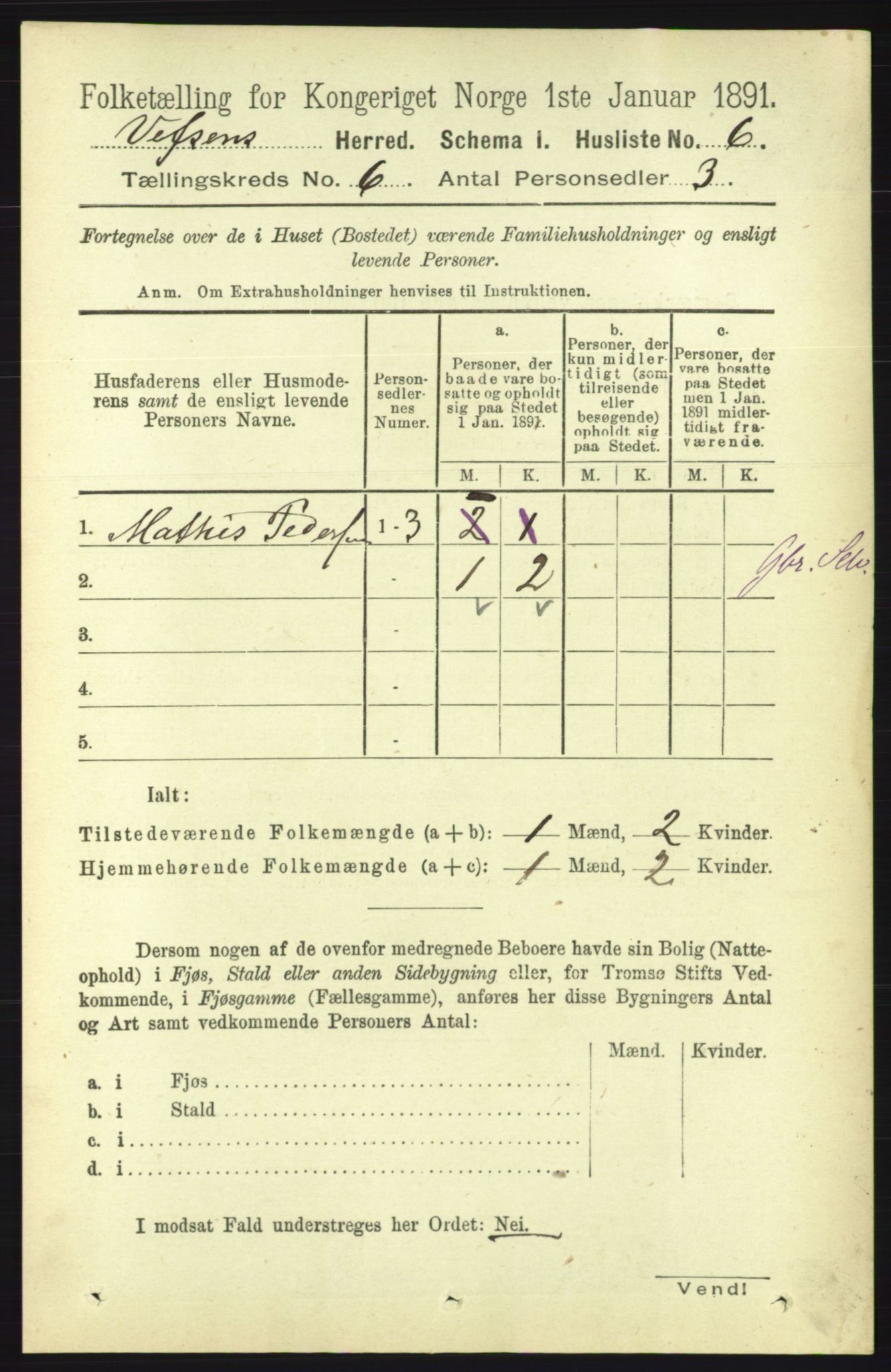 RA, 1891 census for 1824 Vefsn, 1891, p. 2671