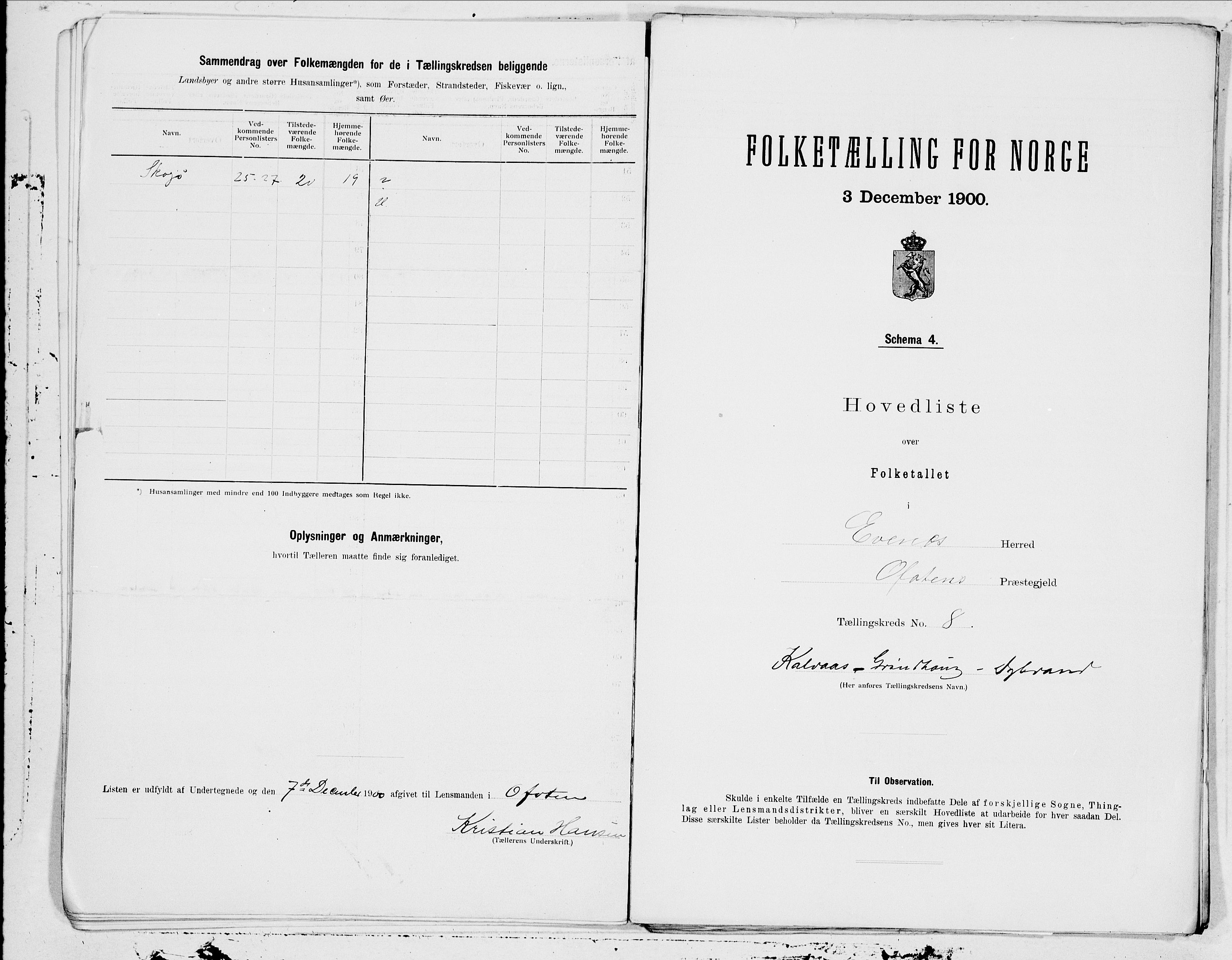 SAT, 1900 census for Evenes, 1900, p. 16