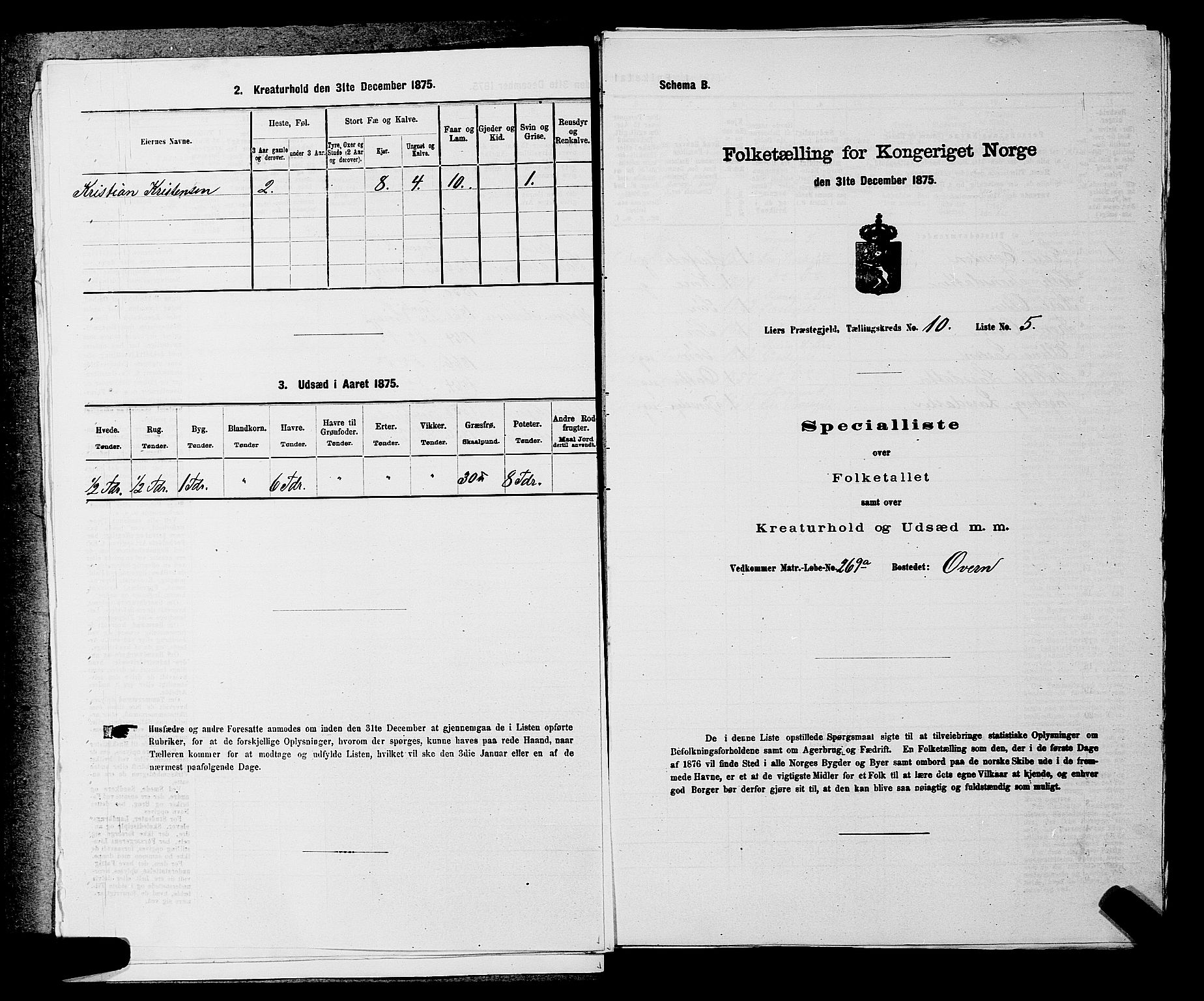 SAKO, 1875 census for 0626P Lier, 1875, p. 1617