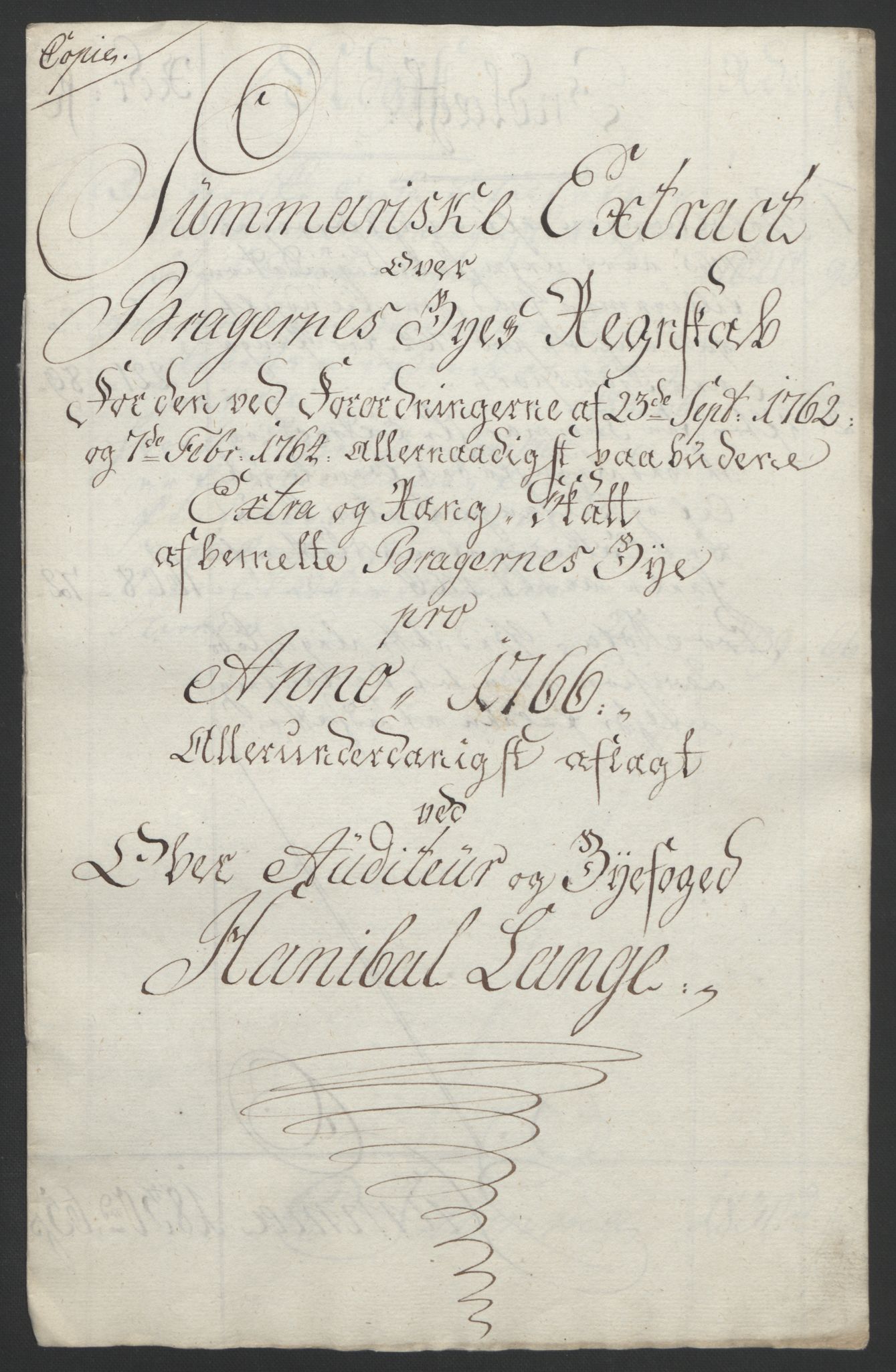 Rentekammeret inntil 1814, Reviderte regnskaper, Byregnskaper, AV/RA-EA-4066/R/Rf/L0119/0001: [F2] Kontribusjonsregnskap / Ekstraskatt, 1762-1767, p. 357