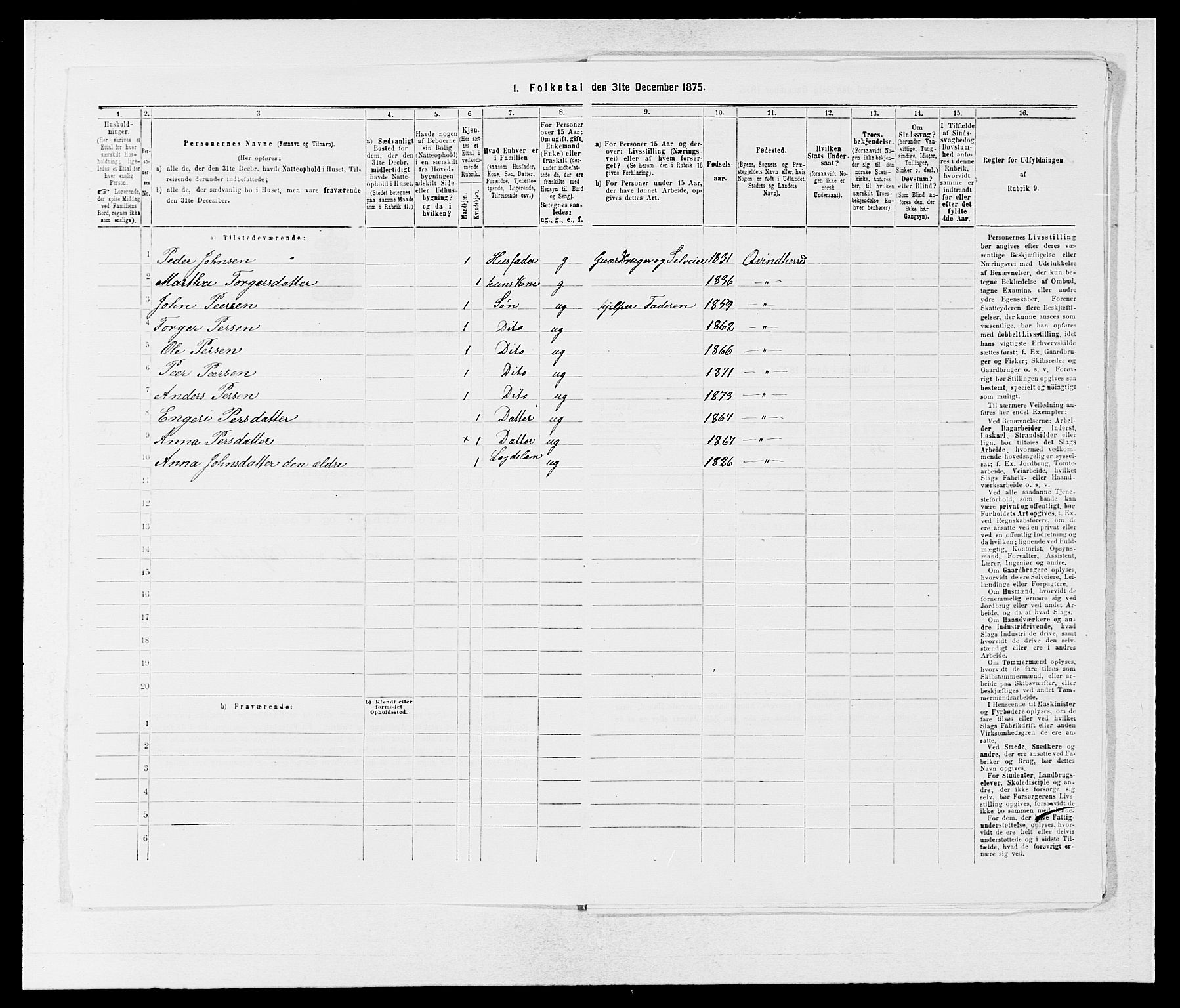 SAB, 1875 census for 1224P Kvinnherad, 1875, p. 1204