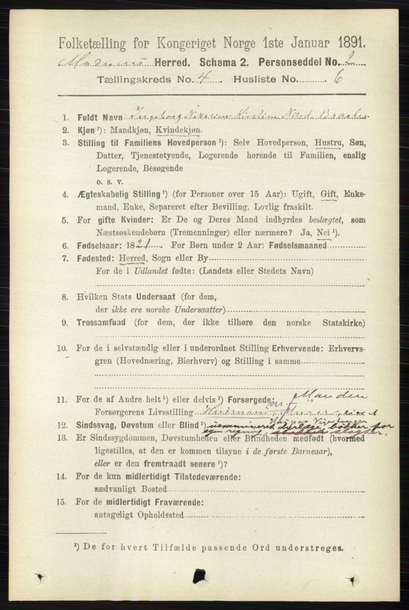 RA, 1891 census for 0623 Modum, 1891, p. 1020