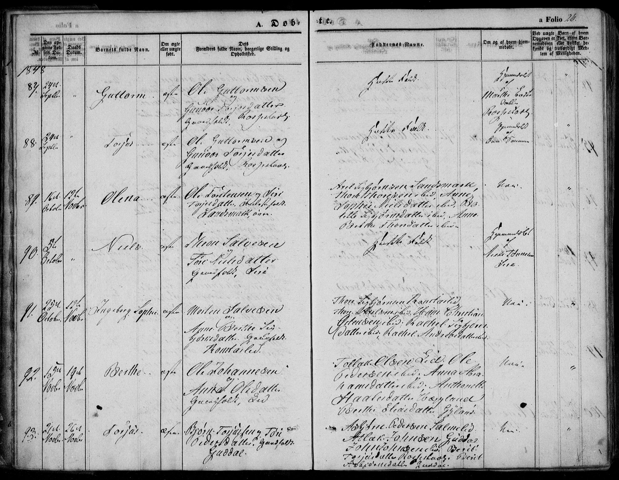 Bakke sokneprestkontor, SAK/1111-0002/F/Fa/Faa/L0005: Parish register (official) no. A 5, 1847-1855, p. 26