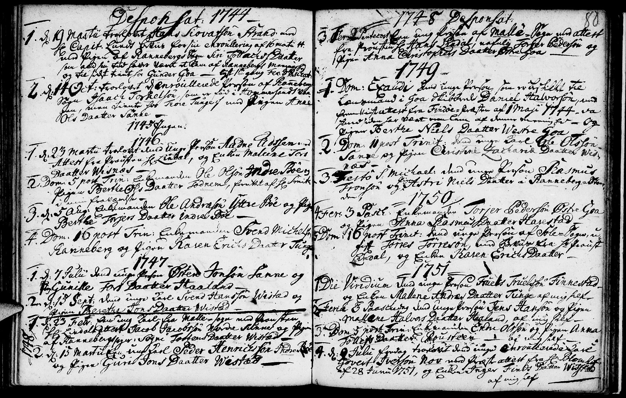 Domkirken sokneprestkontor, SAST/A-101812/001/30/30BA/L0003: Parish register (official) no. A 3 /2, 1738-1760, p. 80