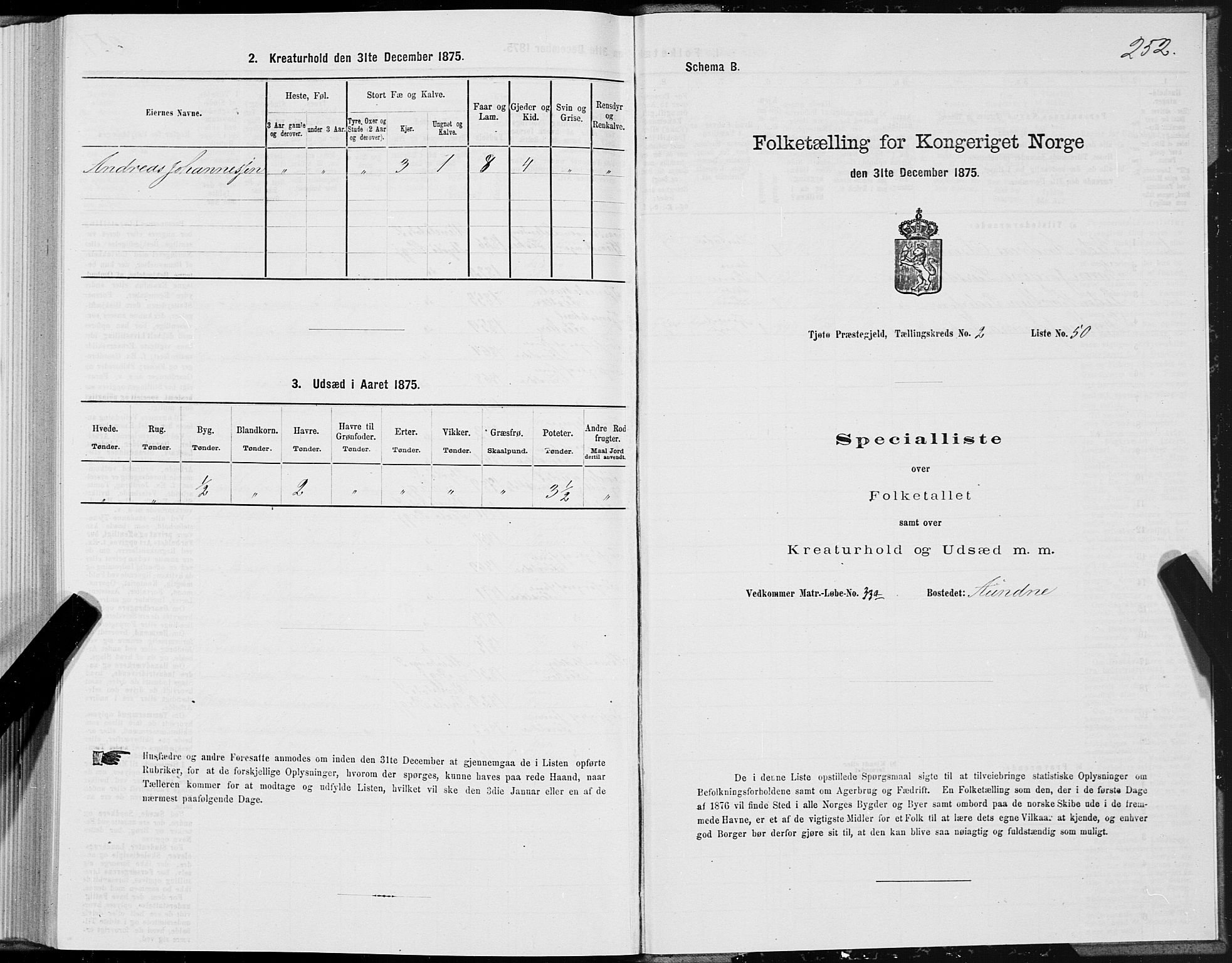 SAT, 1875 census for 1817P Tjøtta, 1875, p. 1252