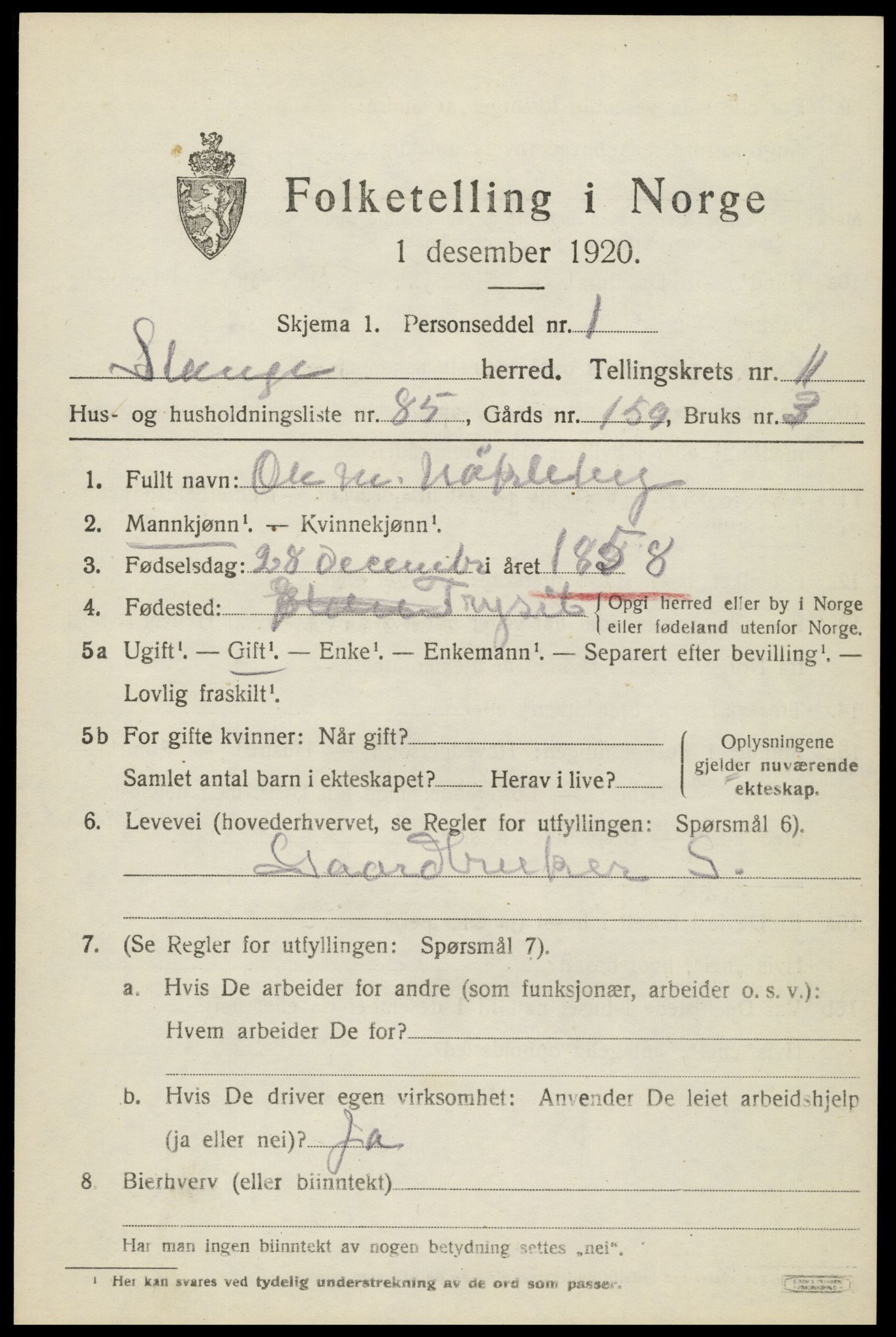 SAH, 1920 census for Stange, 1920, p. 17837