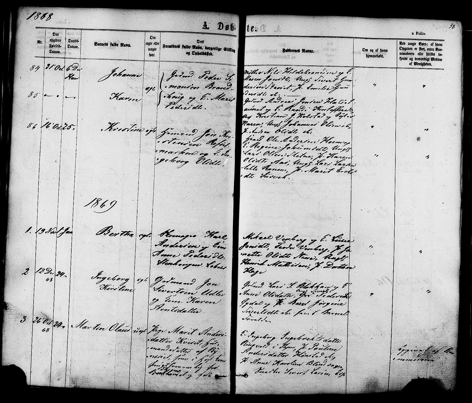 Ministerialprotokoller, klokkerbøker og fødselsregistre - Sør-Trøndelag, SAT/A-1456/606/L0293: Parish register (official) no. 606A08, 1866-1877, p. 38