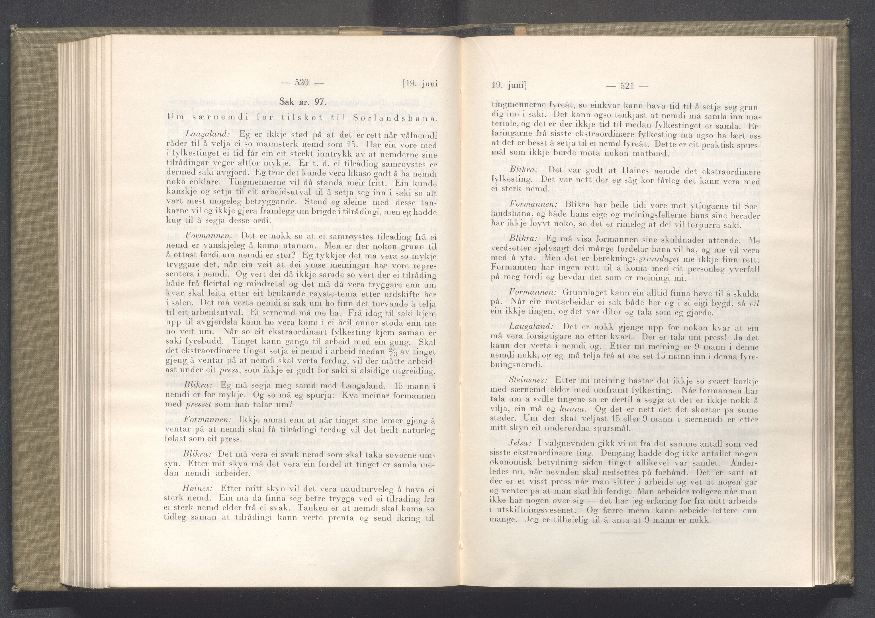 Rogaland fylkeskommune - Fylkesrådmannen , IKAR/A-900/A/Aa/Aaa/L0044: Møtebok , 1925, p. 520-521