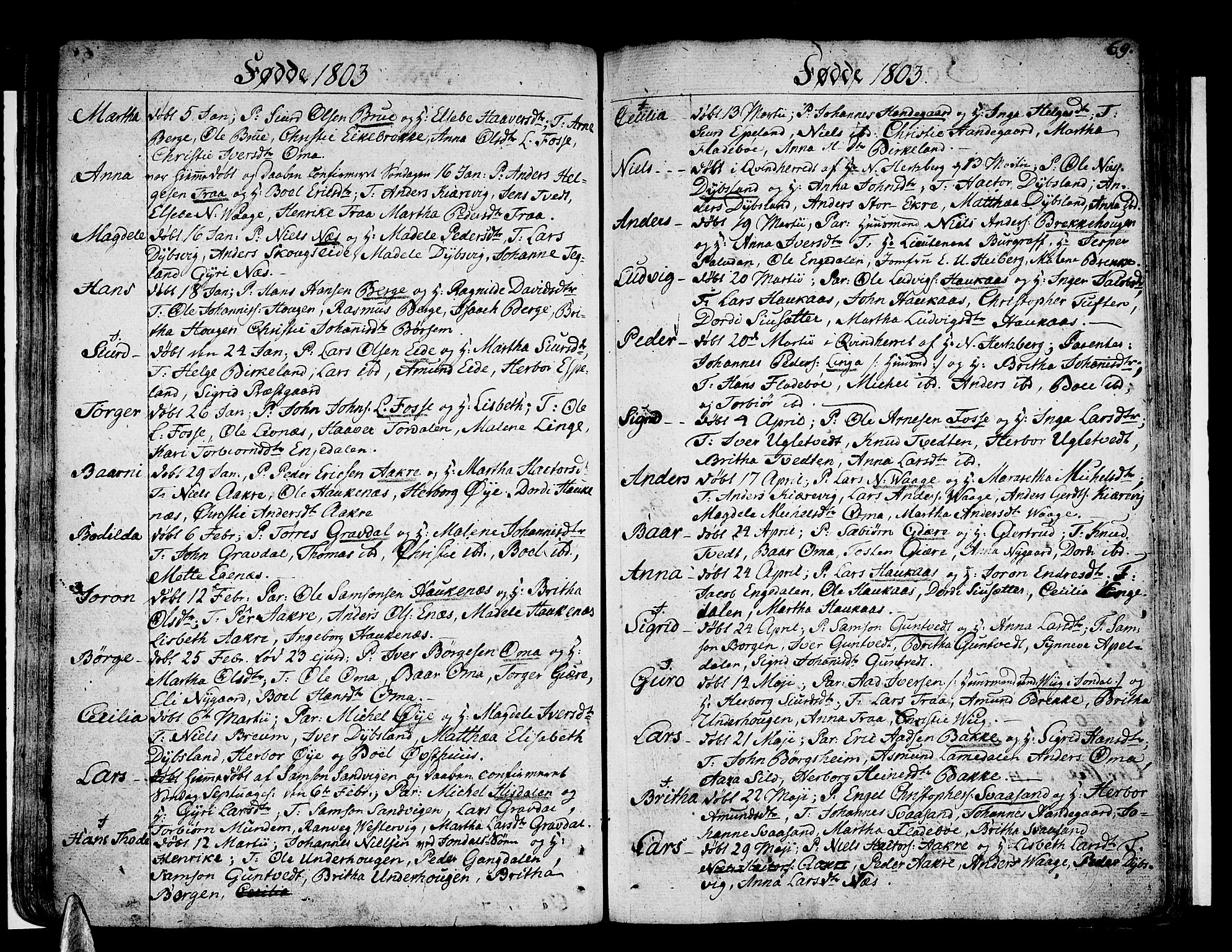 Strandebarm sokneprestembete, SAB/A-78401/H/Haa: Parish register (official) no. A 4, 1788-1817, p. 69