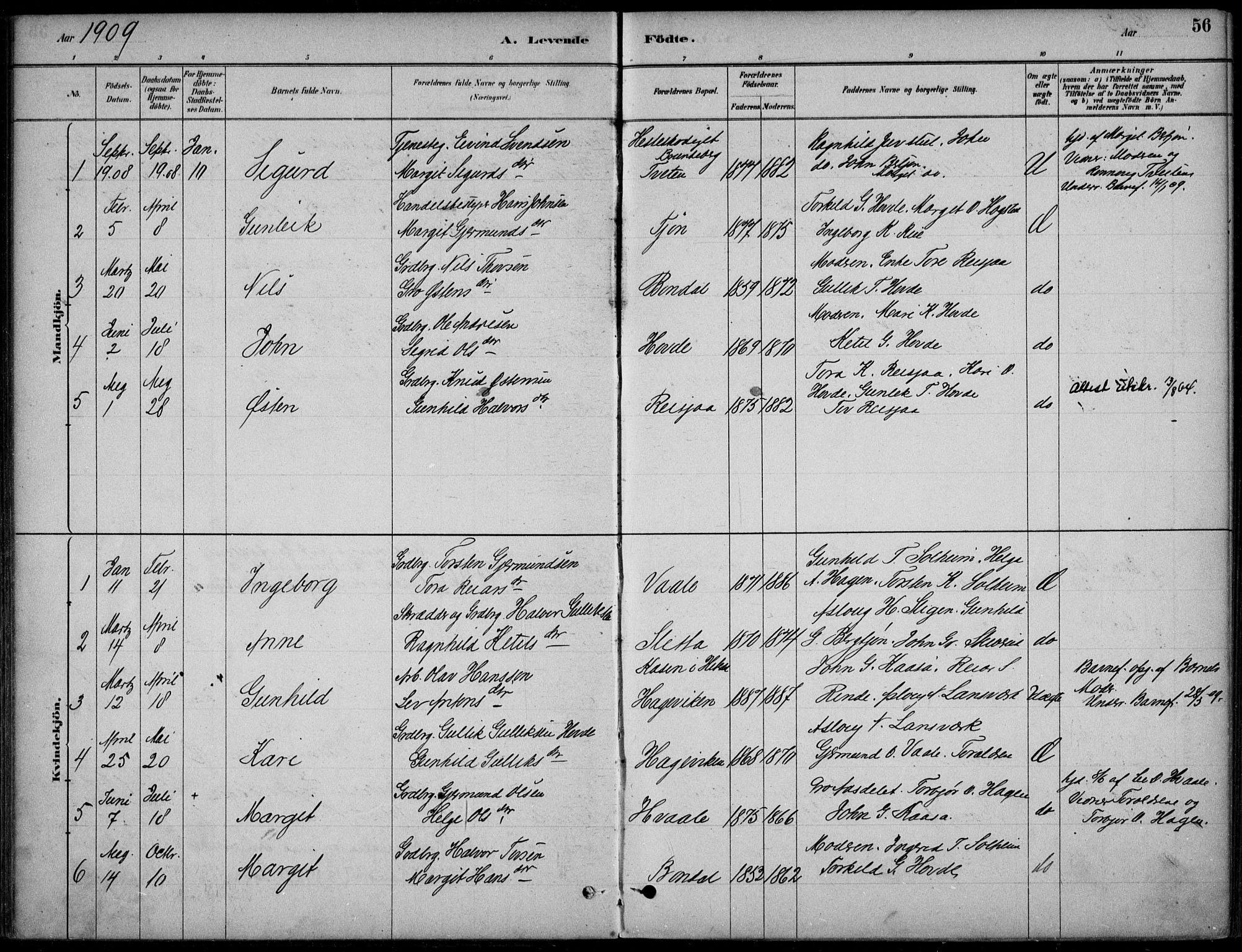 Hjartdal kirkebøker, AV/SAKO-A-270/F/Fc/L0002: Parish register (official) no. III 2, 1880-1936, p. 56