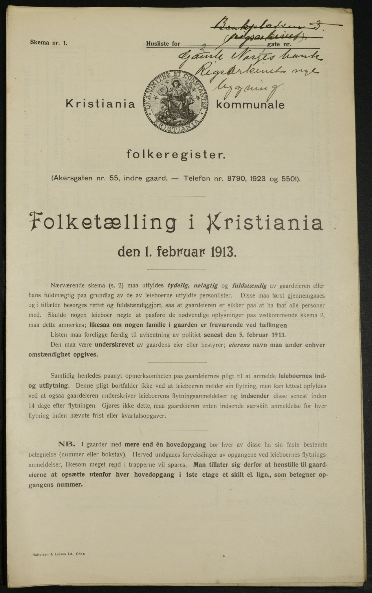 OBA, Municipal Census 1913 for Kristiania, 1913, p. 68275