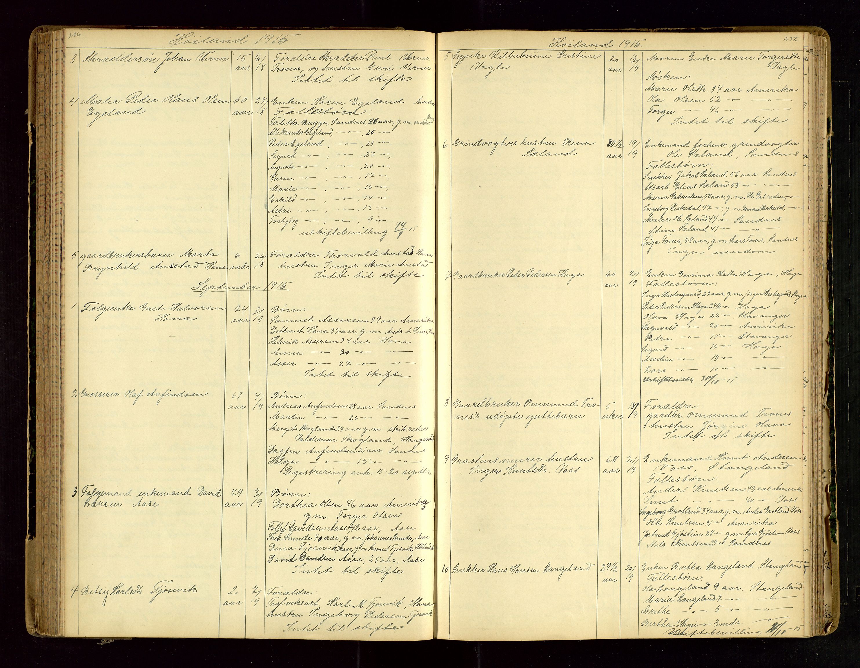 Jæren sorenskriveri, AV/SAST-A-100310/01/5/52/52B/L0003: DØDSFALLPROTOKOLL, 1910-1916, p. 236-237