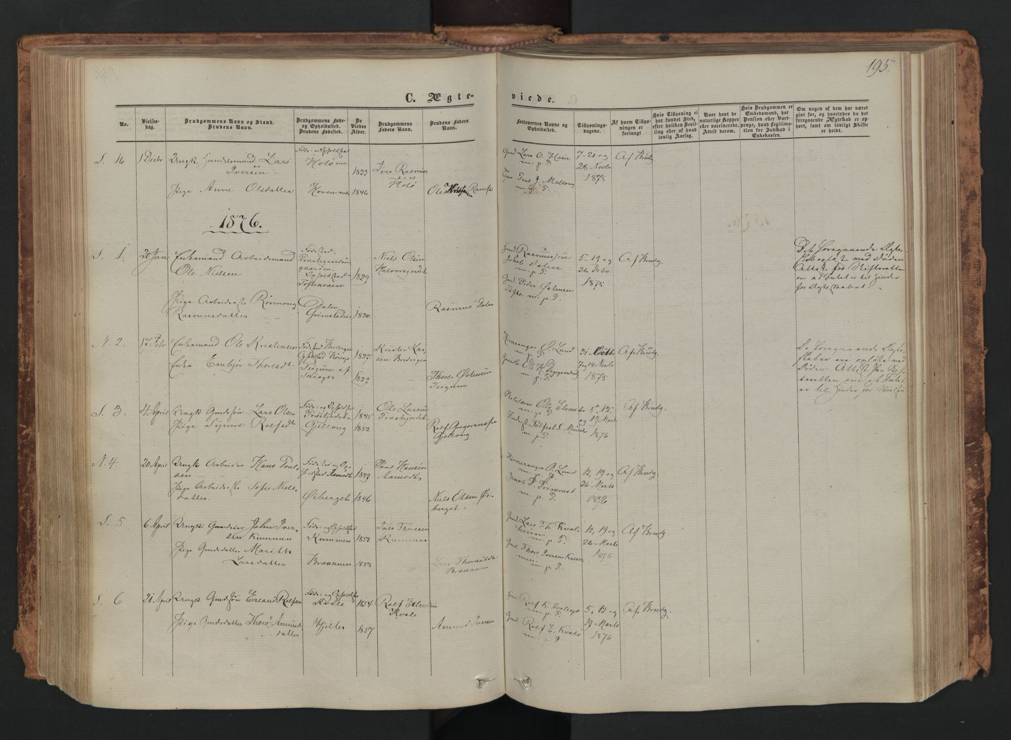 Skjåk prestekontor, SAH/PREST-072/H/Ha/Haa/L0001: Parish register (official) no. 1, 1863-1879, p. 195