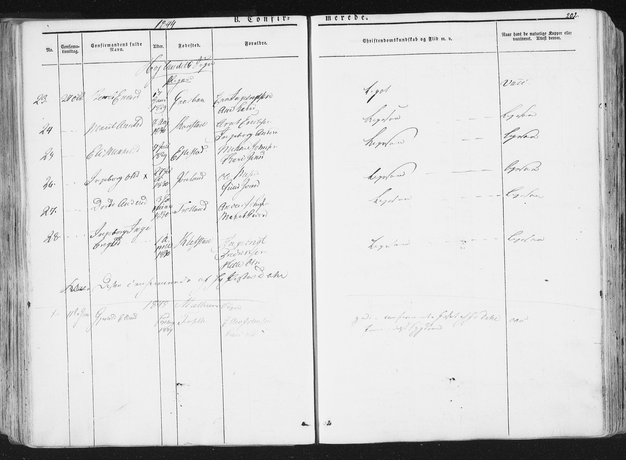Ministerialprotokoller, klokkerbøker og fødselsregistre - Sør-Trøndelag, SAT/A-1456/691/L1074: Parish register (official) no. 691A06, 1842-1852, p. 202