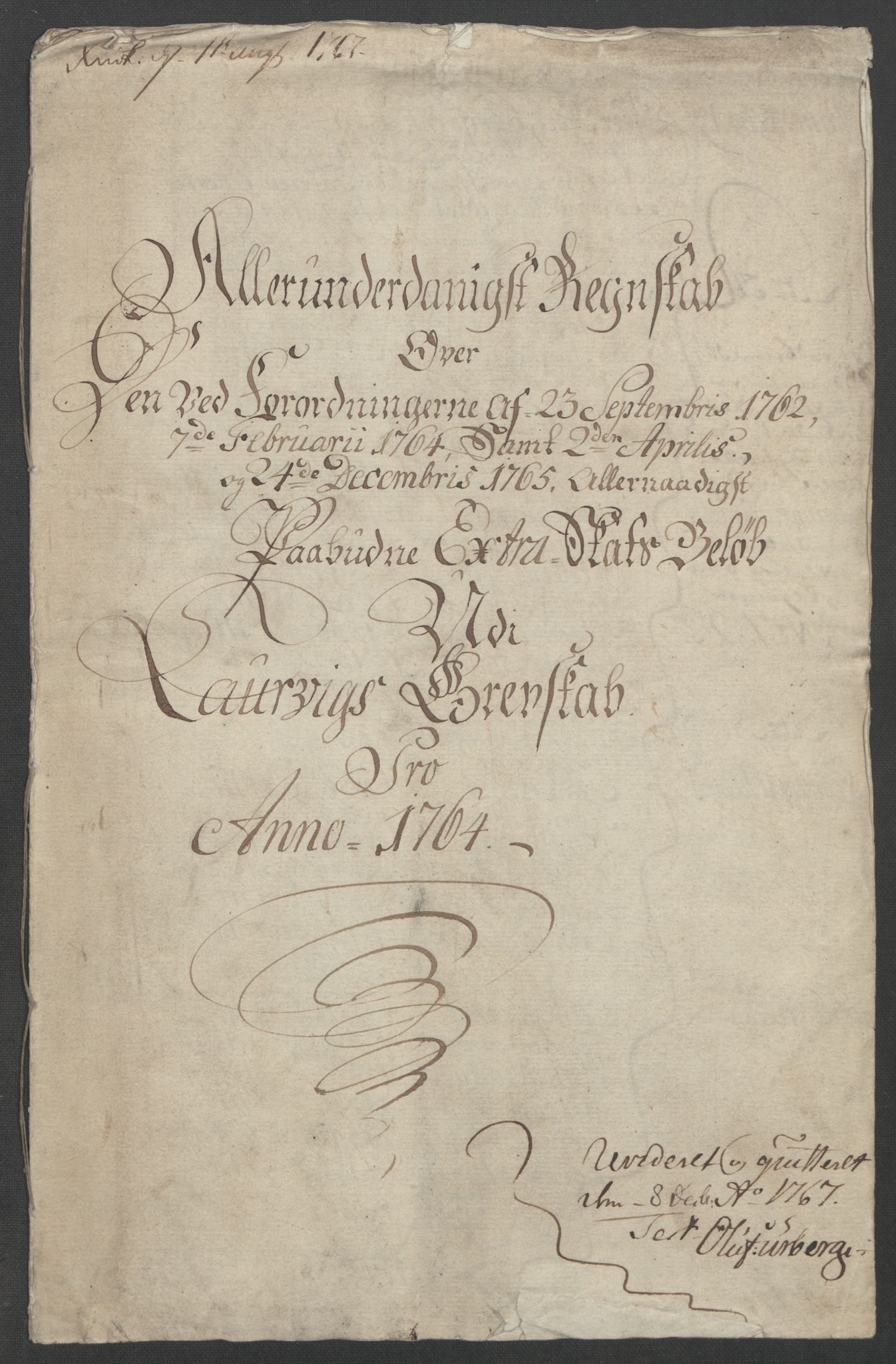 Rentekammeret inntil 1814, Reviderte regnskaper, Fogderegnskap, RA/EA-4092/R33/L2033: Ekstraskatten Larvik grevskap, 1762-1764, p. 404