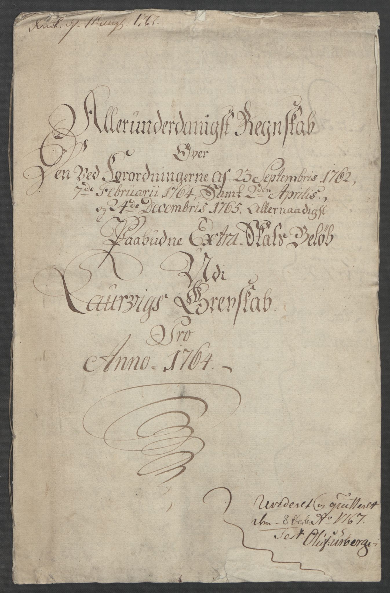 Rentekammeret inntil 1814, Reviderte regnskaper, Fogderegnskap, AV/RA-EA-4092/R33/L2033: Ekstraskatten Larvik grevskap, 1762-1764, p. 404