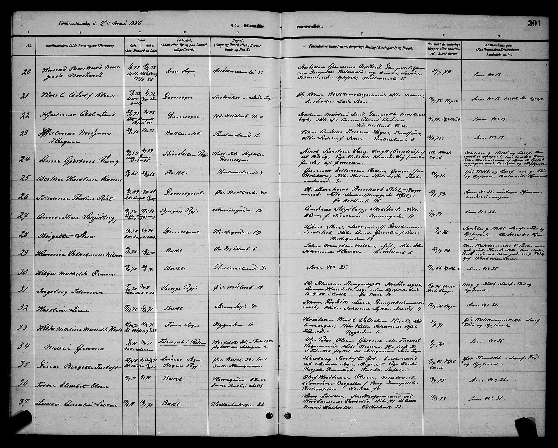 Ministerialprotokoller, klokkerbøker og fødselsregistre - Sør-Trøndelag, SAT/A-1456/604/L0222: Parish register (copy) no. 604C05, 1886-1895, p. 301