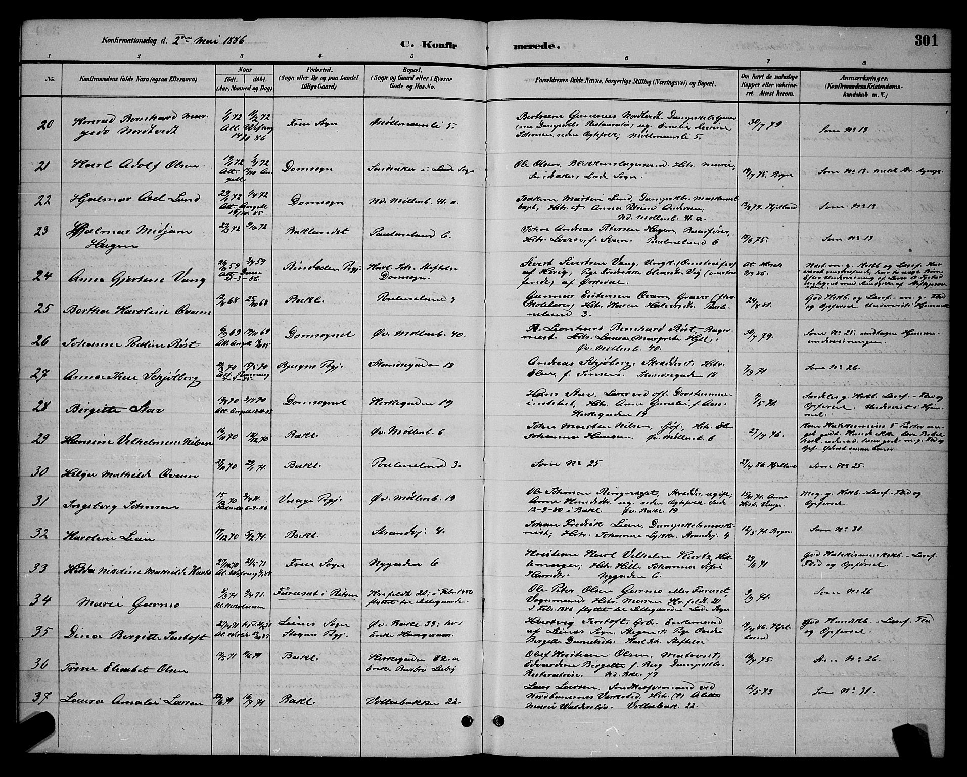 Ministerialprotokoller, klokkerbøker og fødselsregistre - Sør-Trøndelag, AV/SAT-A-1456/604/L0222: Parish register (copy) no. 604C05, 1886-1895, p. 301