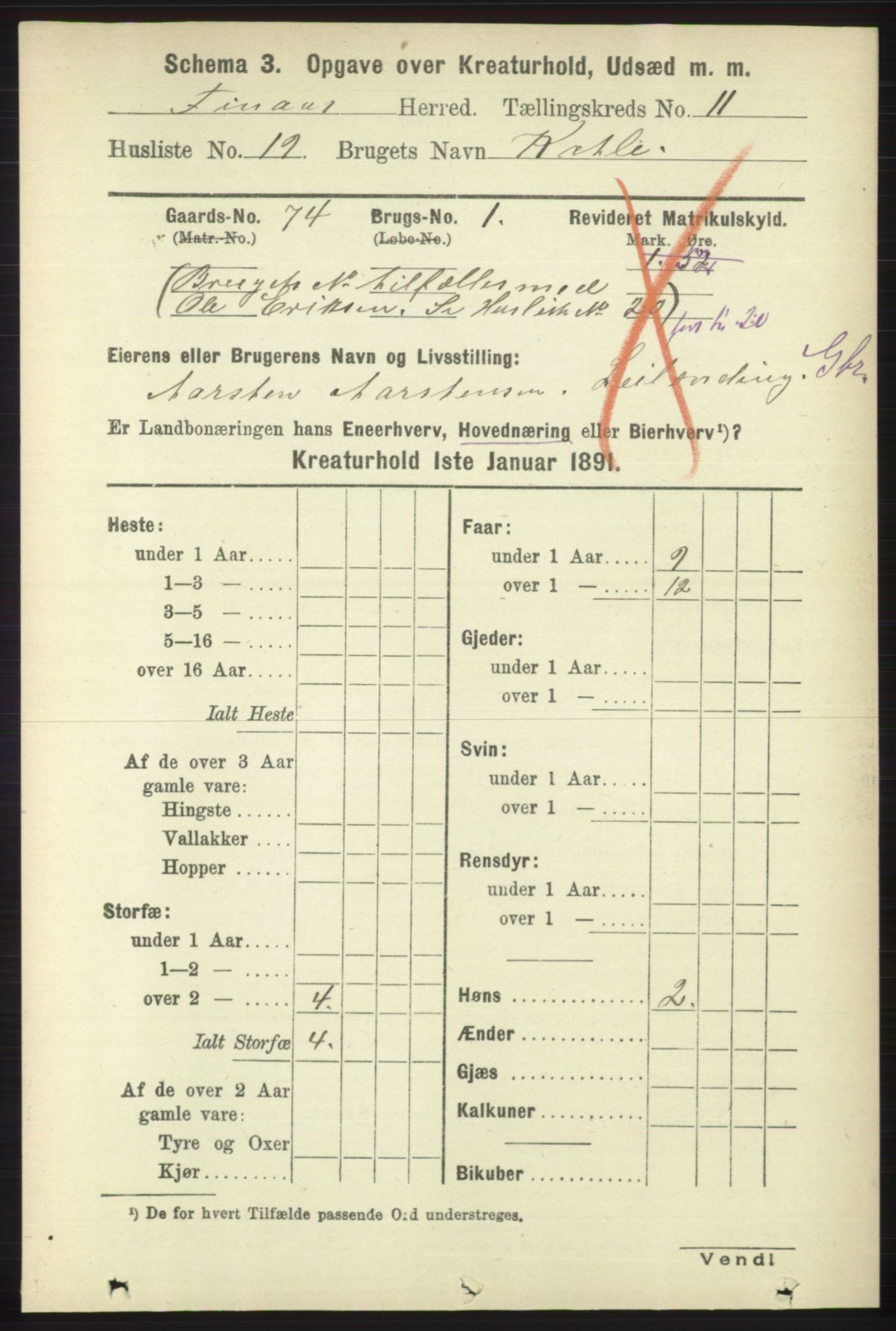 RA, 1891 census for 1218 Finnås, 1891, p. 7407