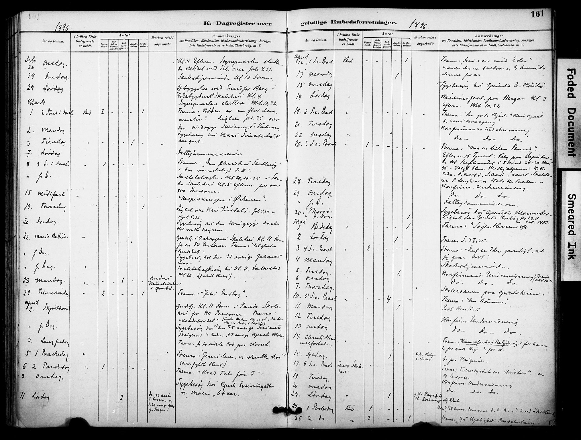 Bø kirkebøker, SAKO/A-257/F/Fa/L0011: Parish register (official) no. 11, 1892-1900, p. 161