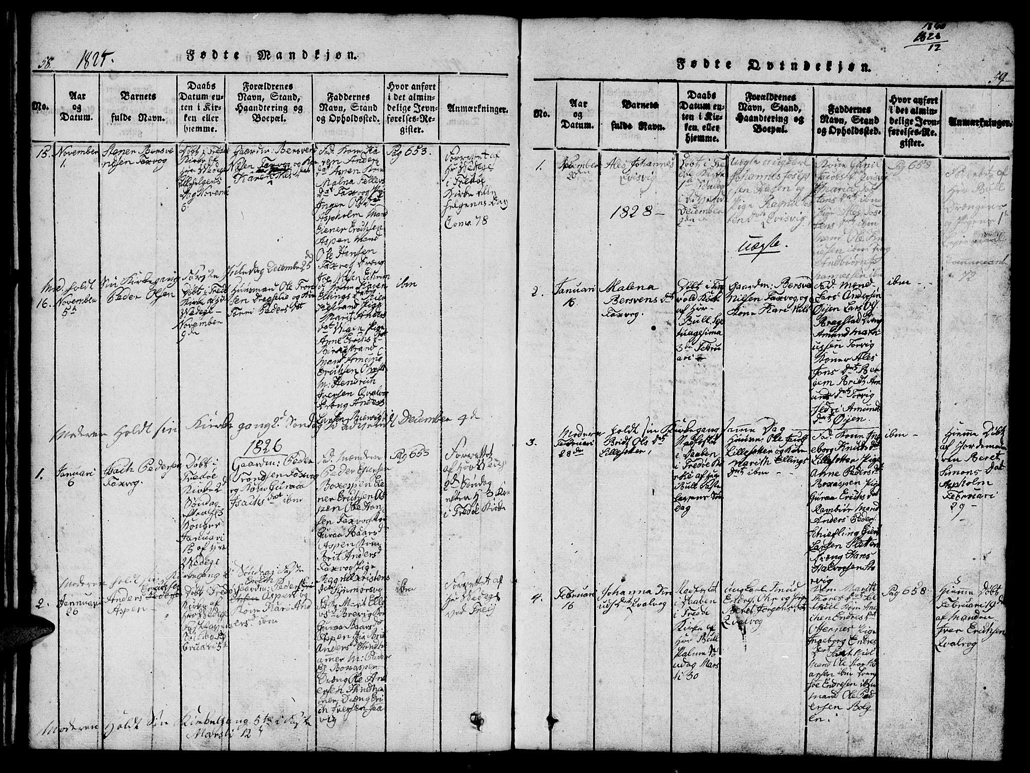 Ministerialprotokoller, klokkerbøker og fødselsregistre - Møre og Romsdal, AV/SAT-A-1454/573/L0873: Parish register (copy) no. 573C01, 1819-1834, p. 58-59