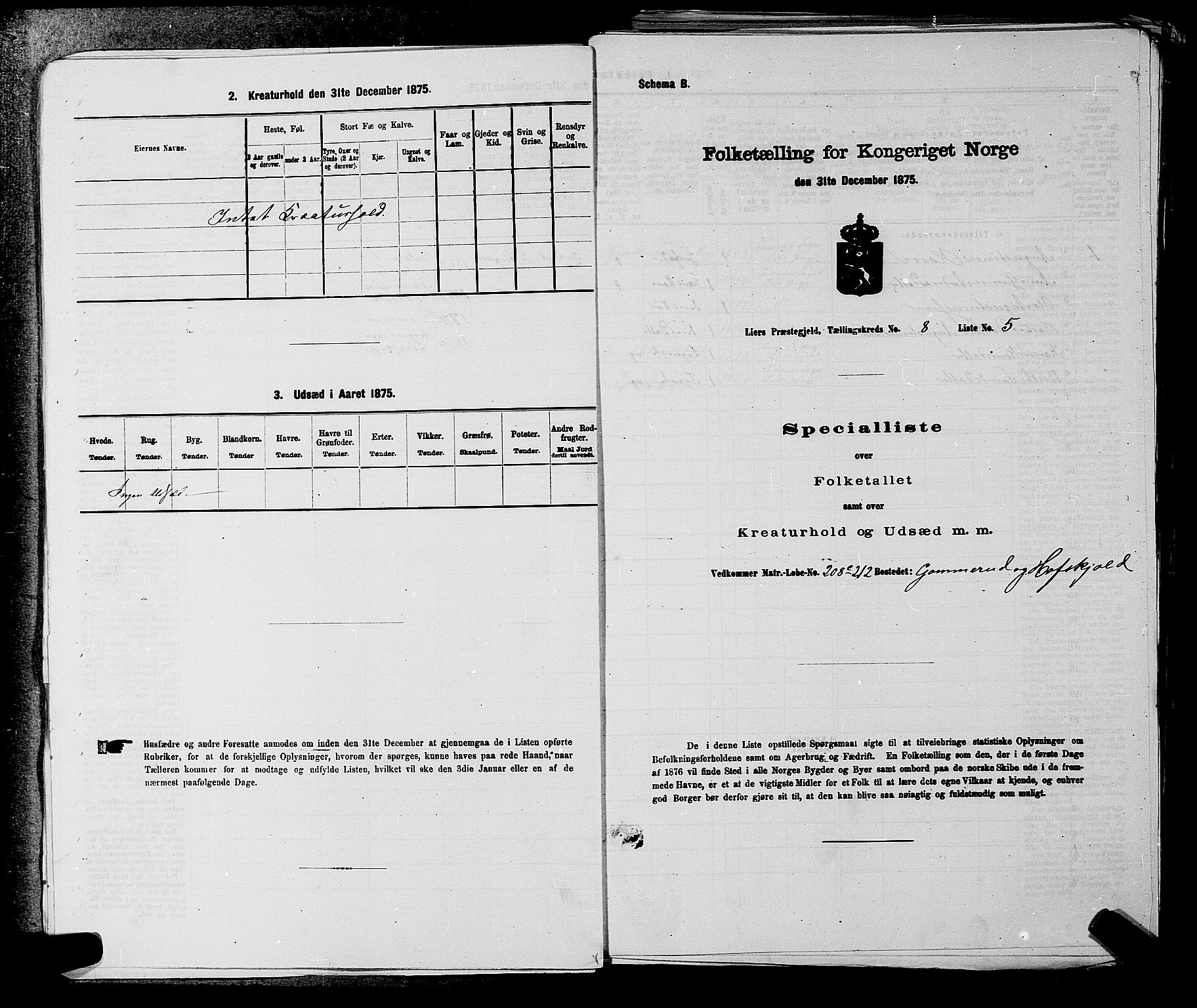 SAKO, 1875 census for 0626P Lier, 1875, p. 1314