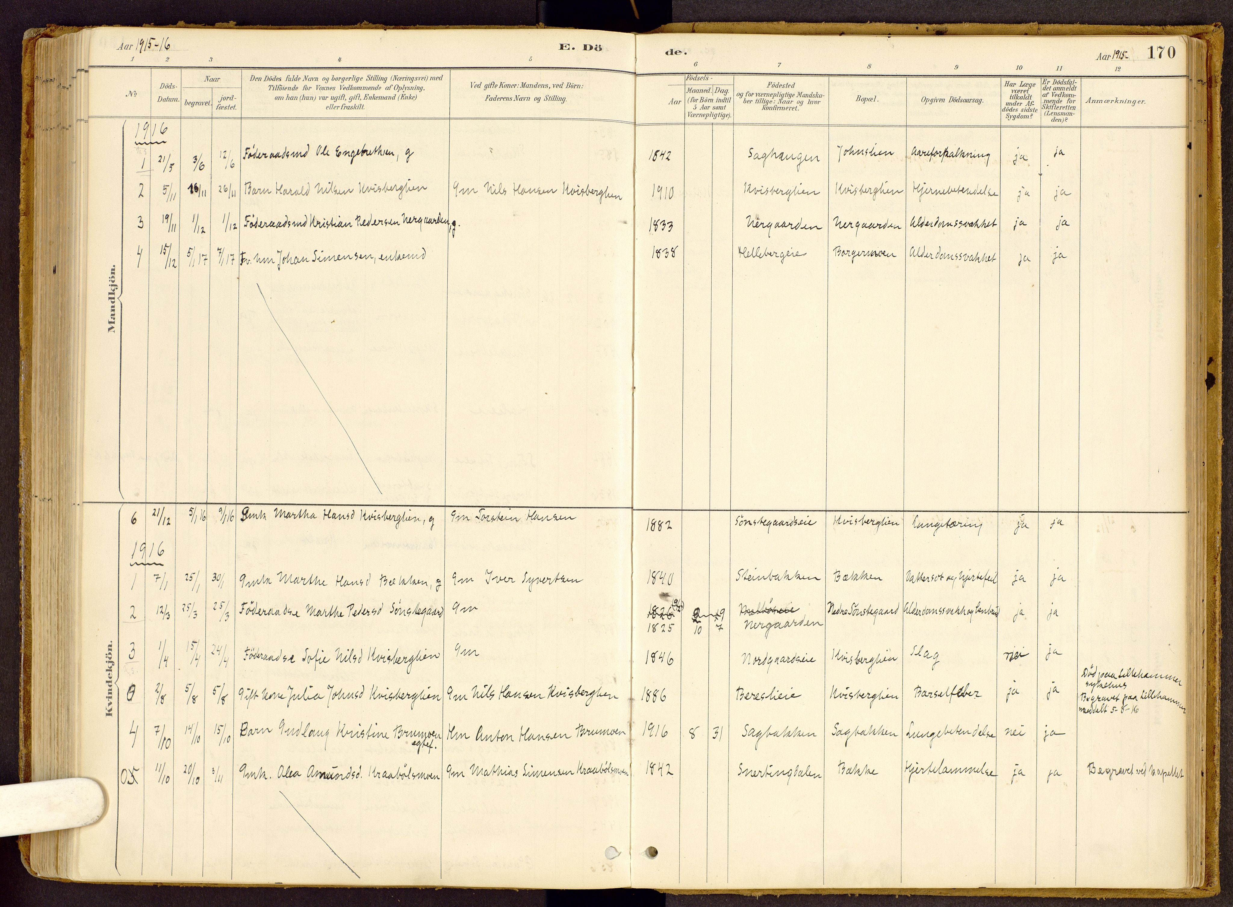 Vestre Gausdal prestekontor, SAH/PREST-094/H/Ha/Haa/L0002: Parish register (official) no. 2, 1887-1918, p. 170