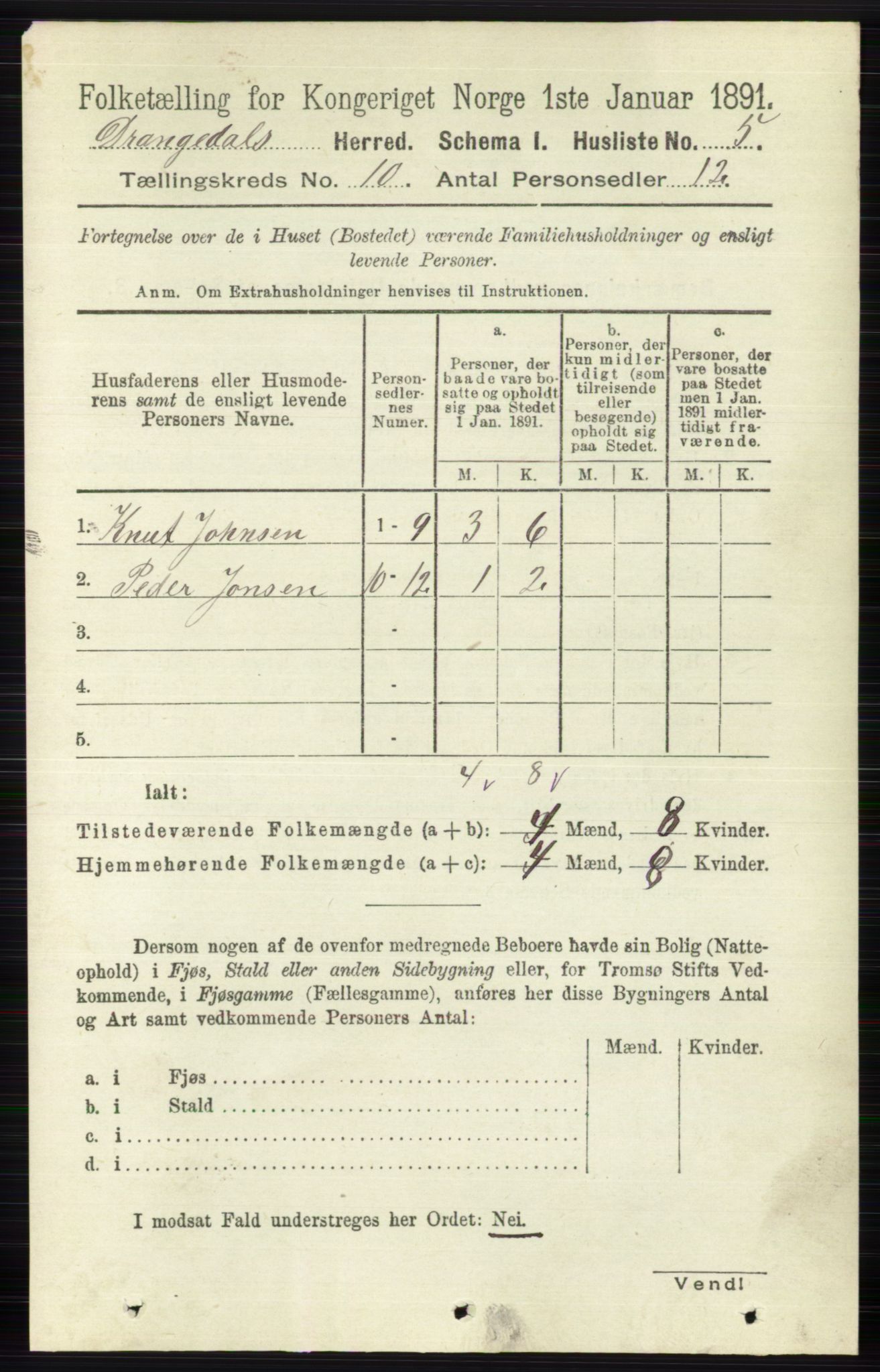 RA, 1891 census for 0817 Drangedal, 1891, p. 3351