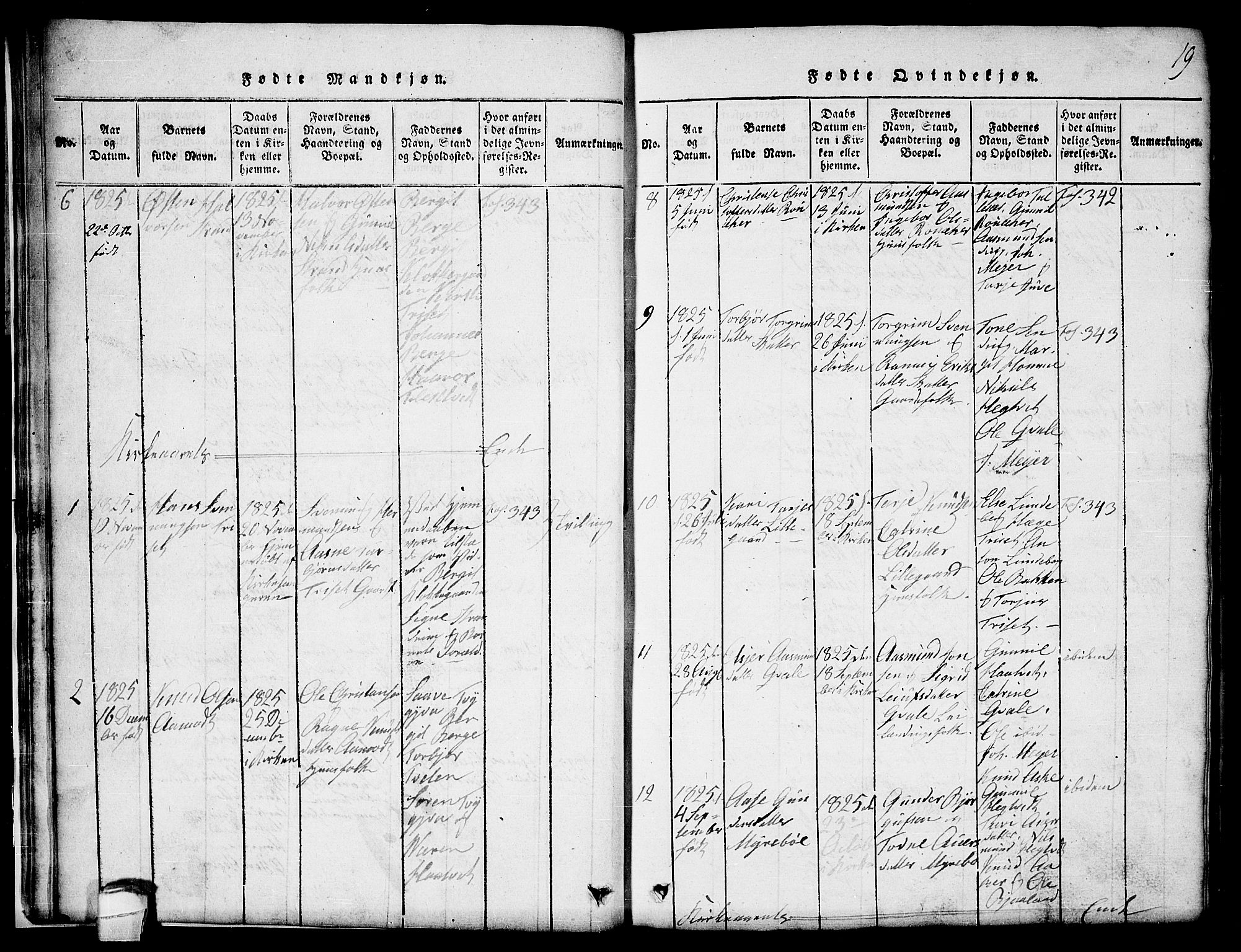 Lårdal kirkebøker, SAKO/A-284/G/Ga/L0001: Parish register (copy) no. I 1, 1815-1861, p. 19