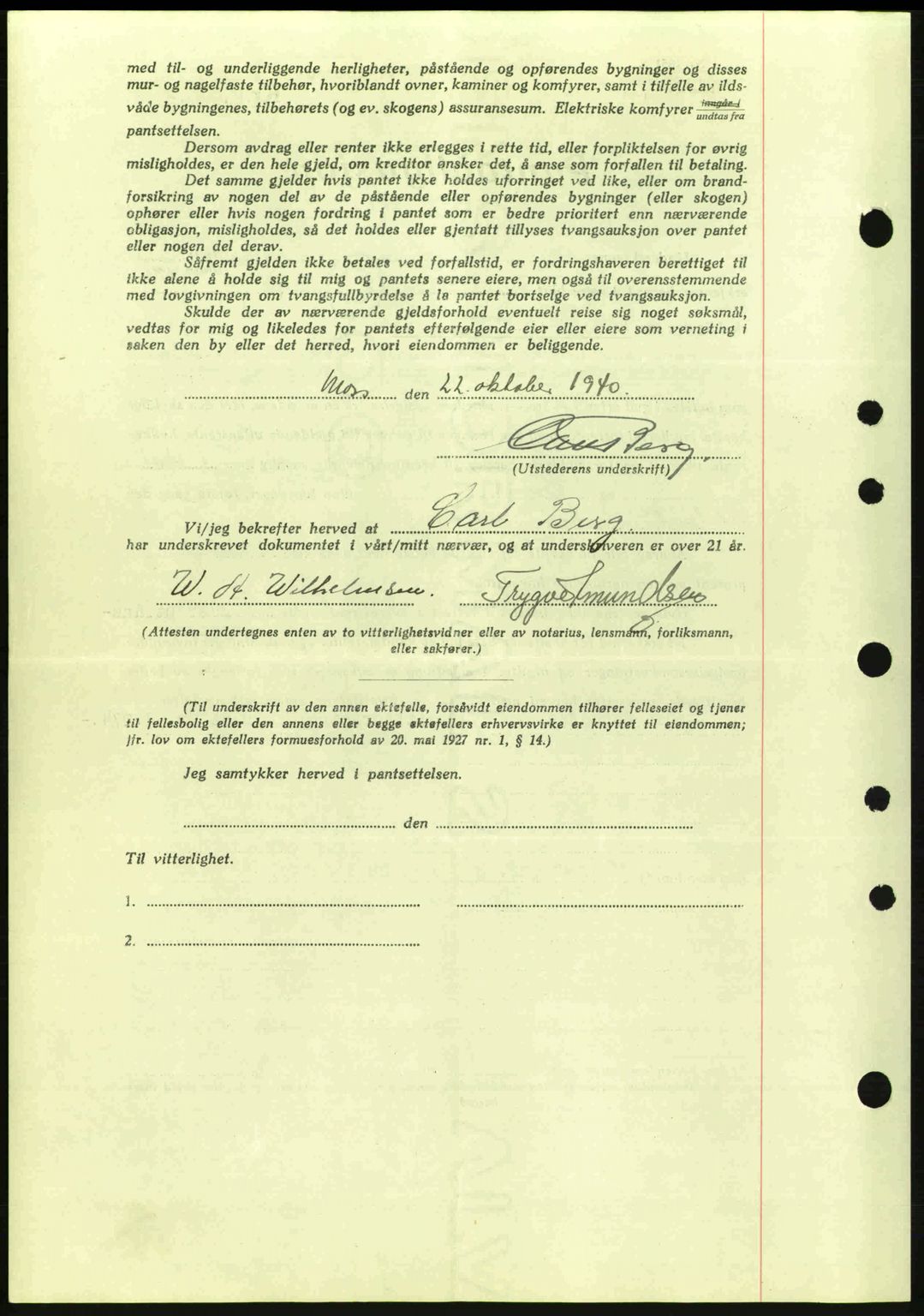 Moss sorenskriveri, SAO/A-10168: Mortgage book no. B10, 1940-1941, Diary no: : 1398/1940