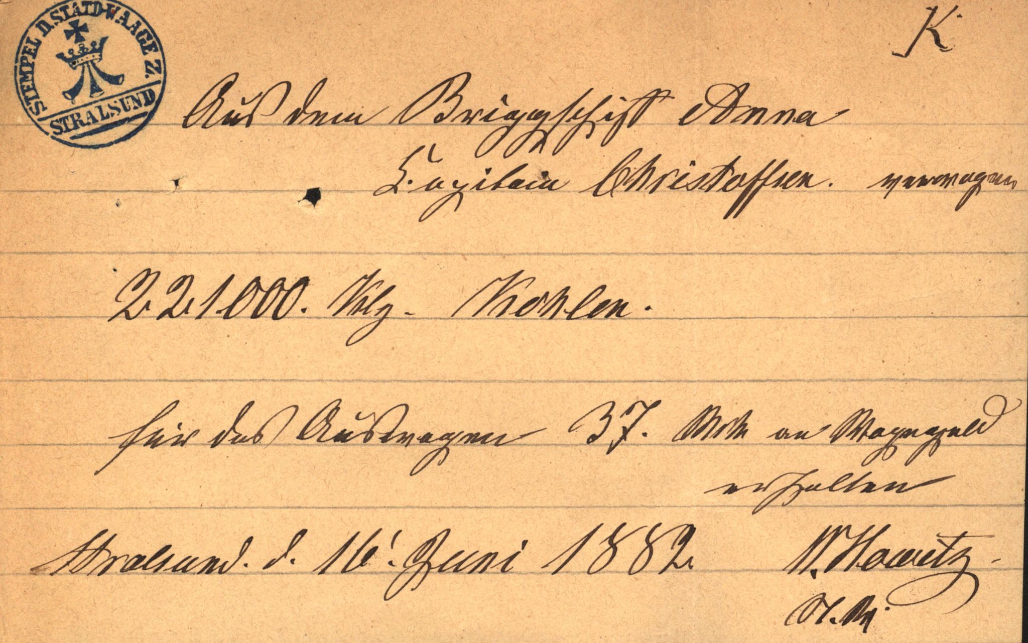 Pa 63 - Østlandske skibsassuranceforening, VEMU/A-1079/G/Ga/L0014/0012: Havaridokumenter / Sophie, Andover, Alliance, Anna, 1882, p. 38
