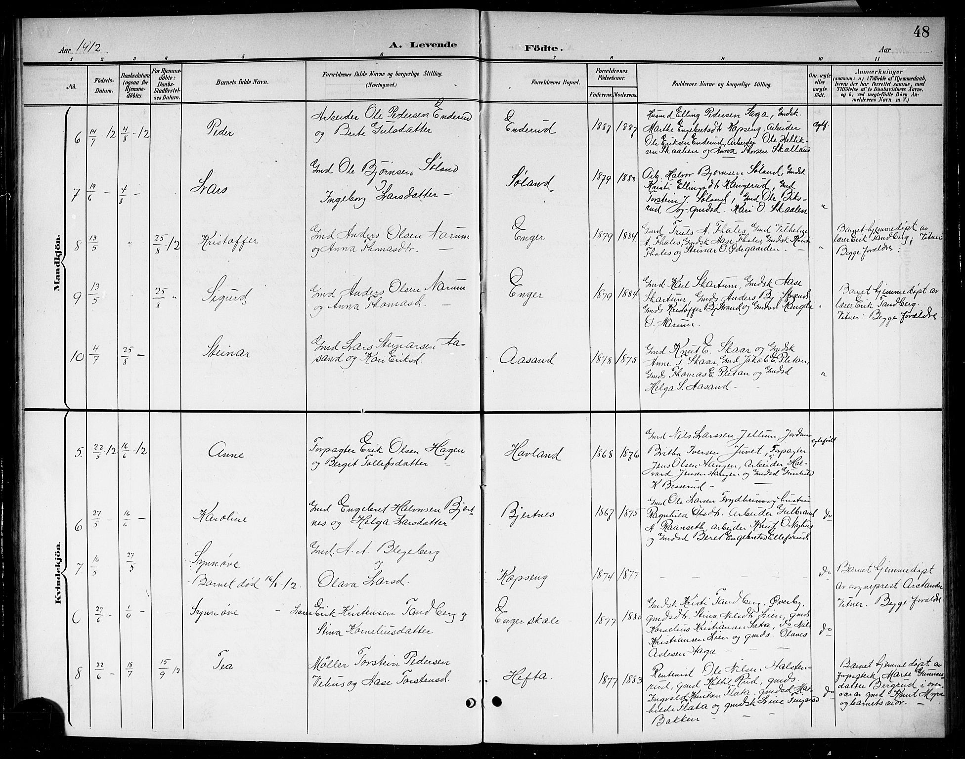 Sigdal kirkebøker, SAKO/A-245/G/Gb/L0003: Parish register (copy) no. II 3, 1901-1916, p. 48
