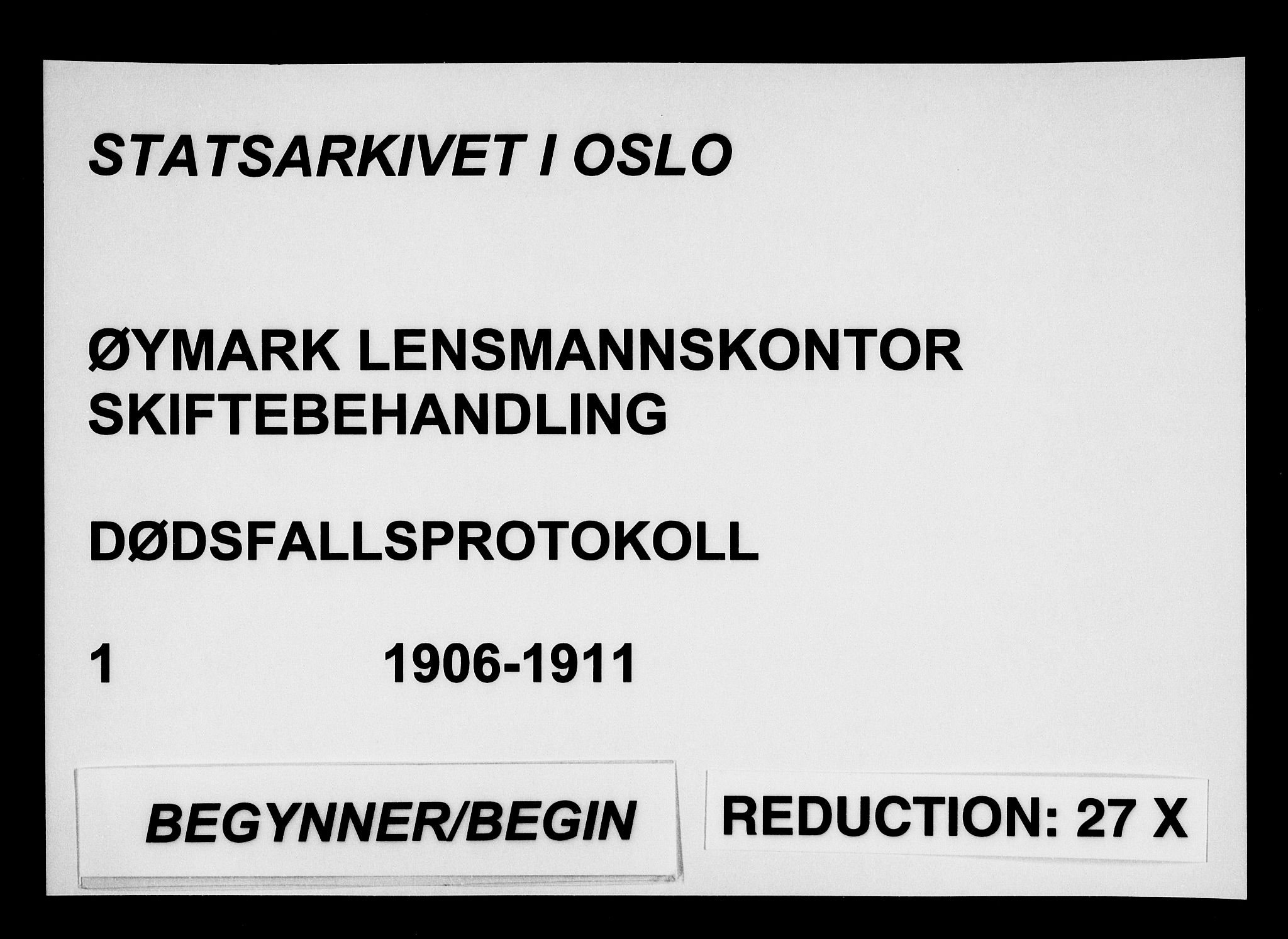 Øymark lensmannskontor, AV/SAO-A-10636/H/Ha/L0001: Dødsfallsprotokoll, 1906-1911