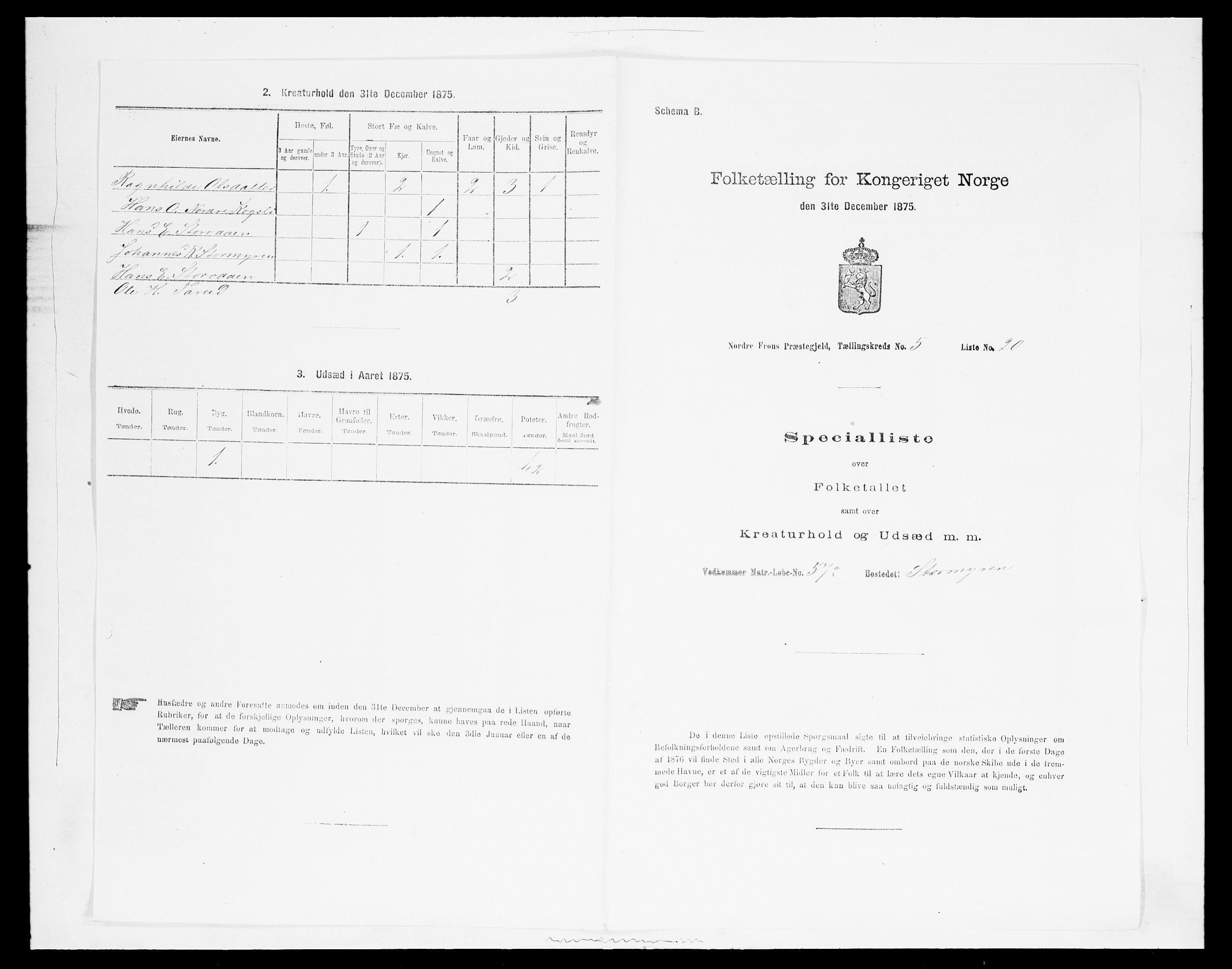 SAH, 1875 census for 0518P Nord-Fron, 1875, p. 800