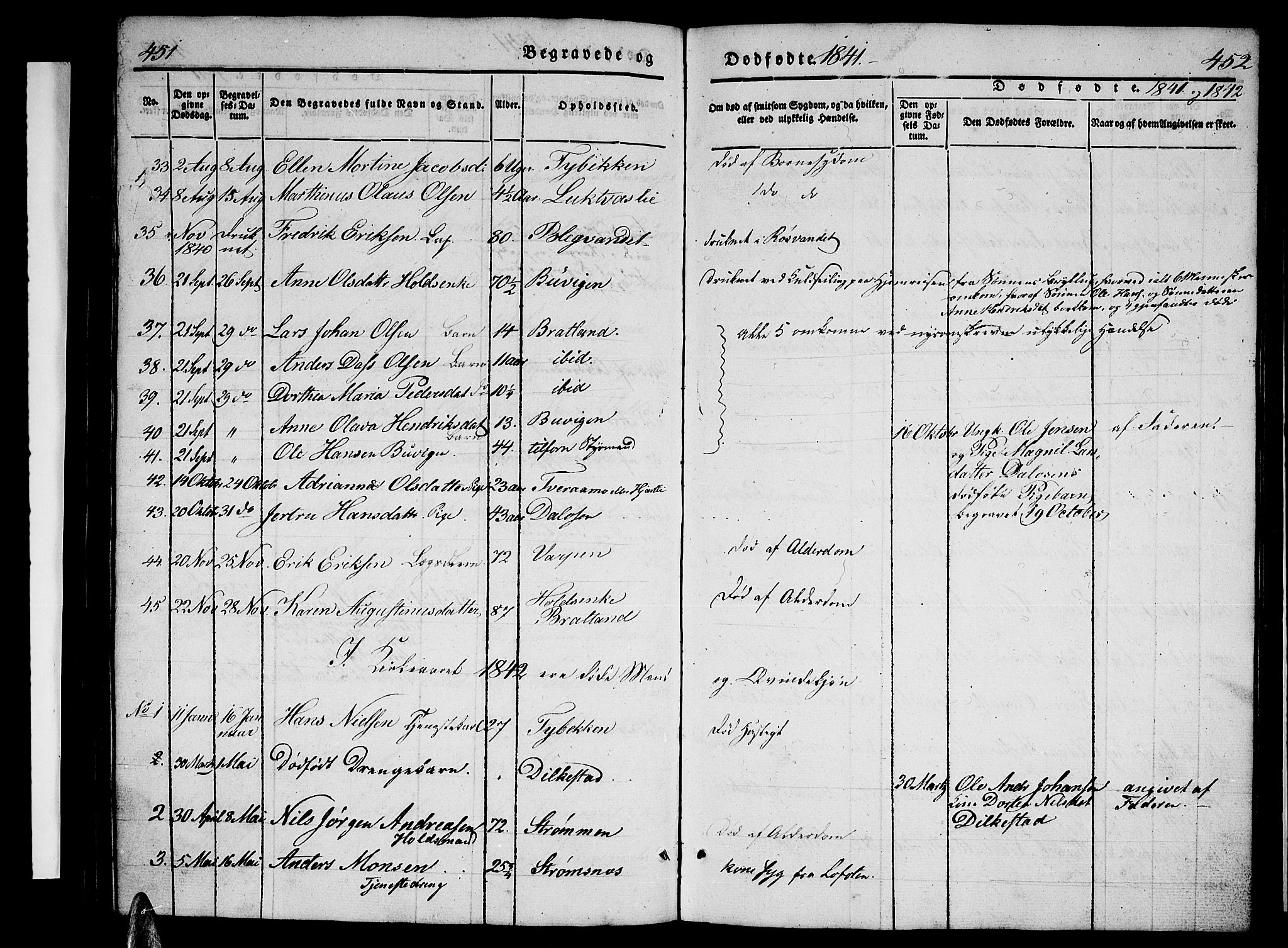 Ministerialprotokoller, klokkerbøker og fødselsregistre - Nordland, AV/SAT-A-1459/825/L0364: Parish register (copy) no. 825C01, 1841-1863, p. 451-452