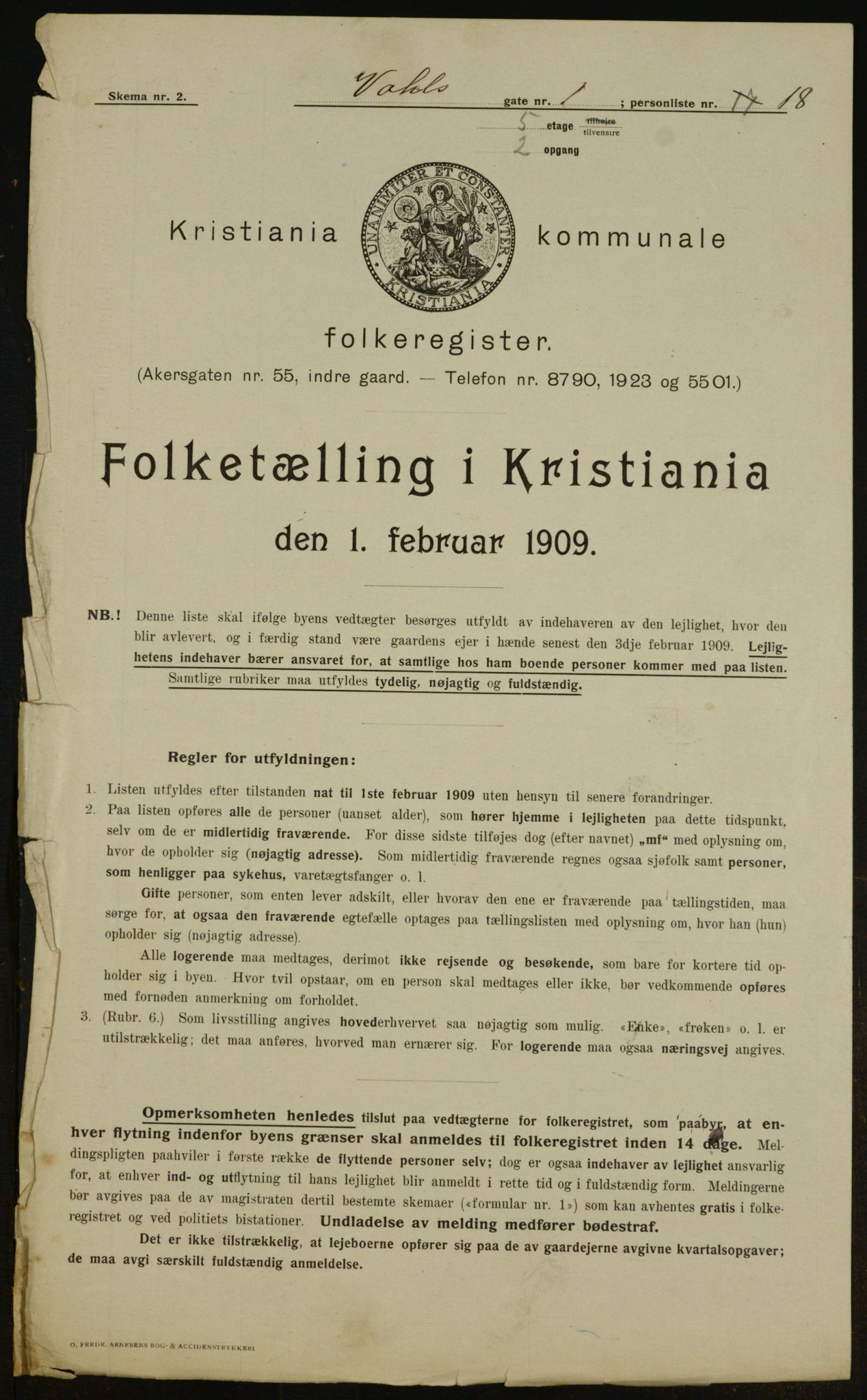 OBA, Municipal Census 1909 for Kristiania, 1909, p. 110170