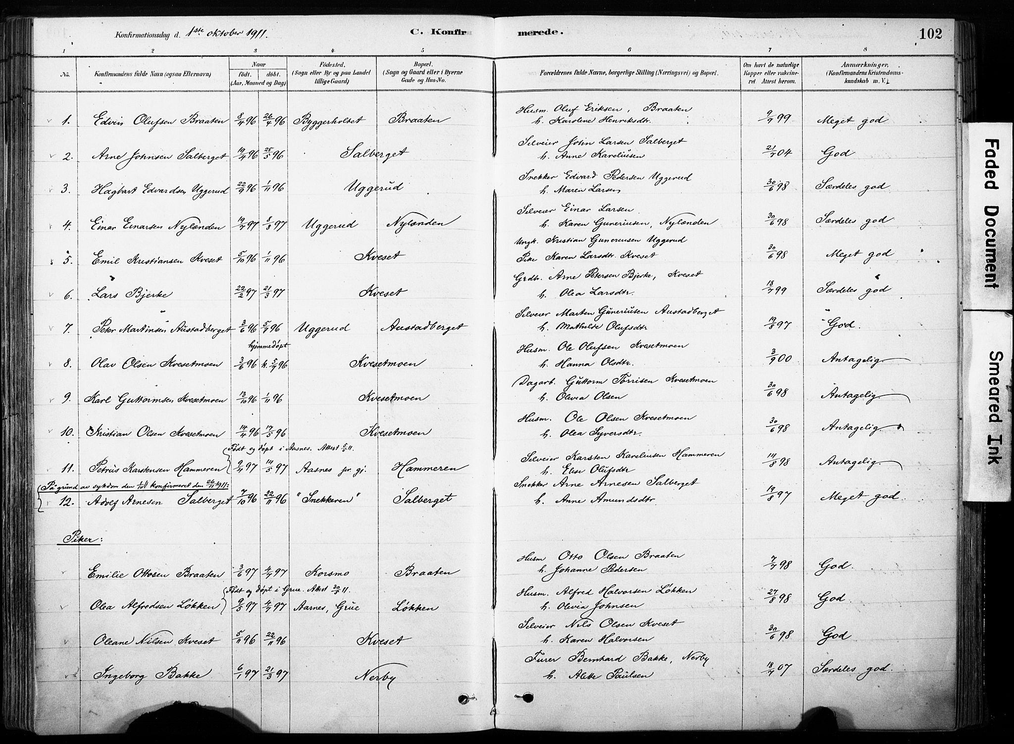 Hof prestekontor, AV/SAH-PREST-038/H/Ha/Haa/L0011: Parish register (official) no. 11, 1879-1911, p. 102