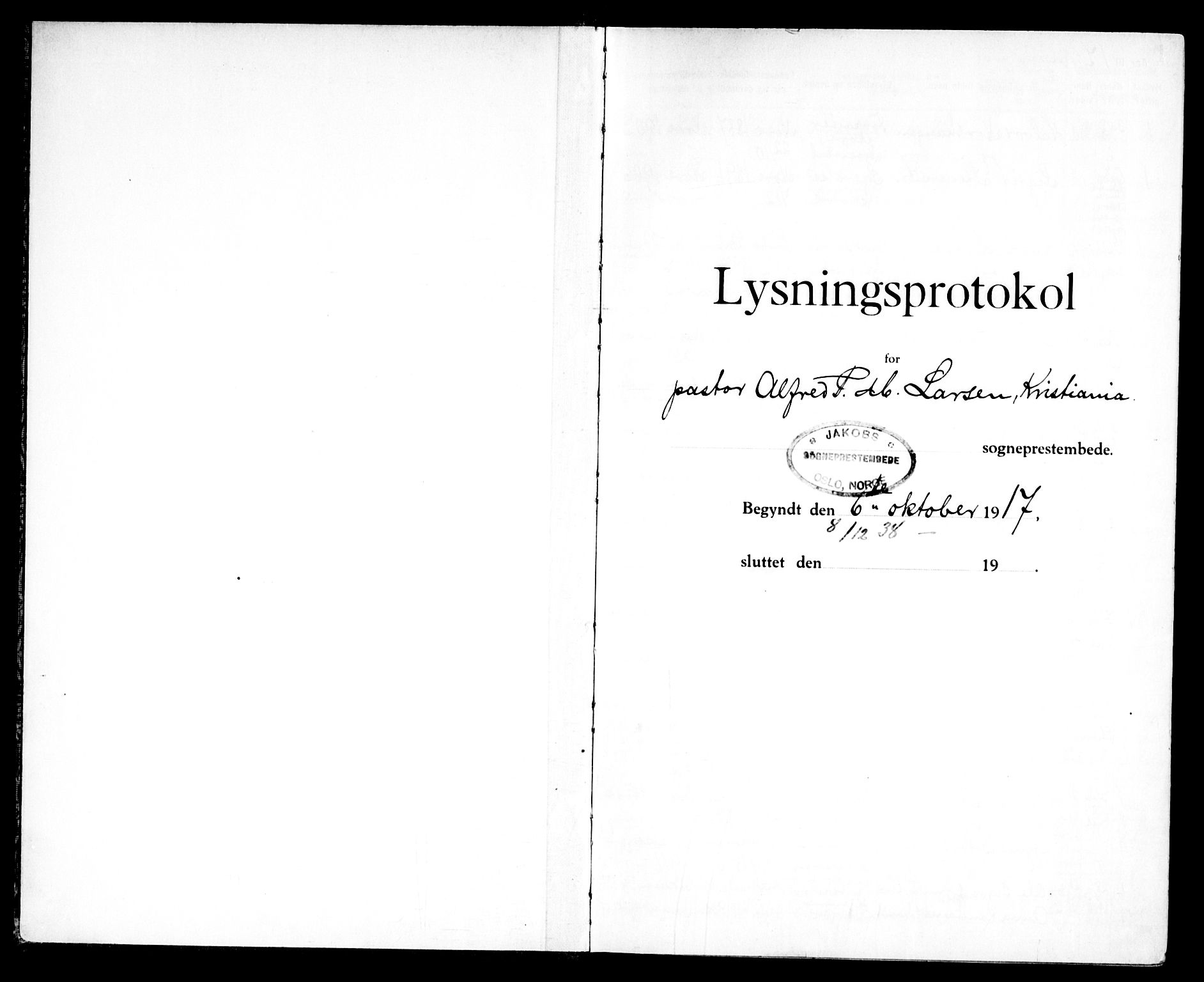 Jakob prestekontor Kirkebøker, SAO/A-10850/H/Ha/L0002: Banns register no. 2, 1917-1952