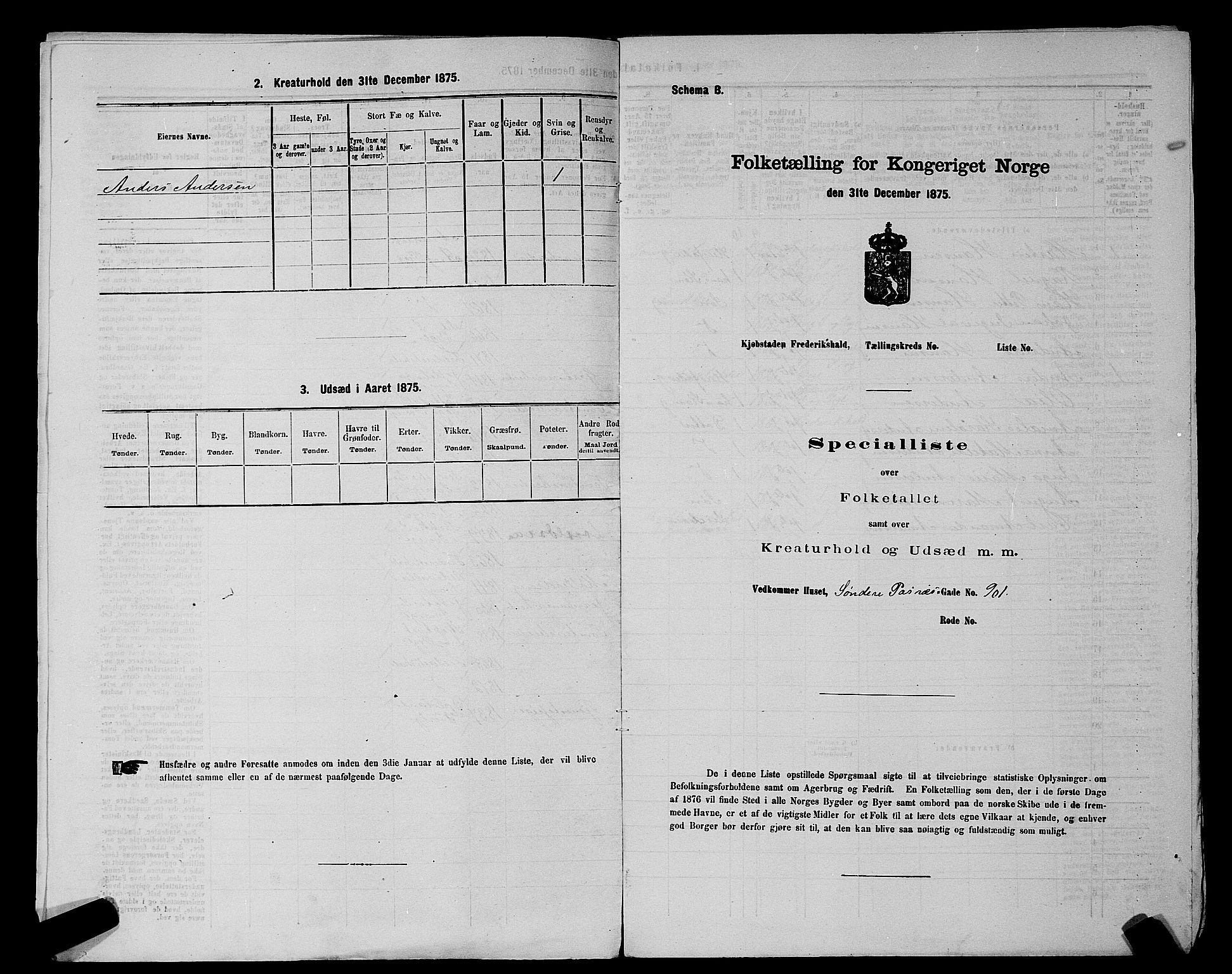 RA, 1875 census for 0101P Fredrikshald, 1875, p. 475