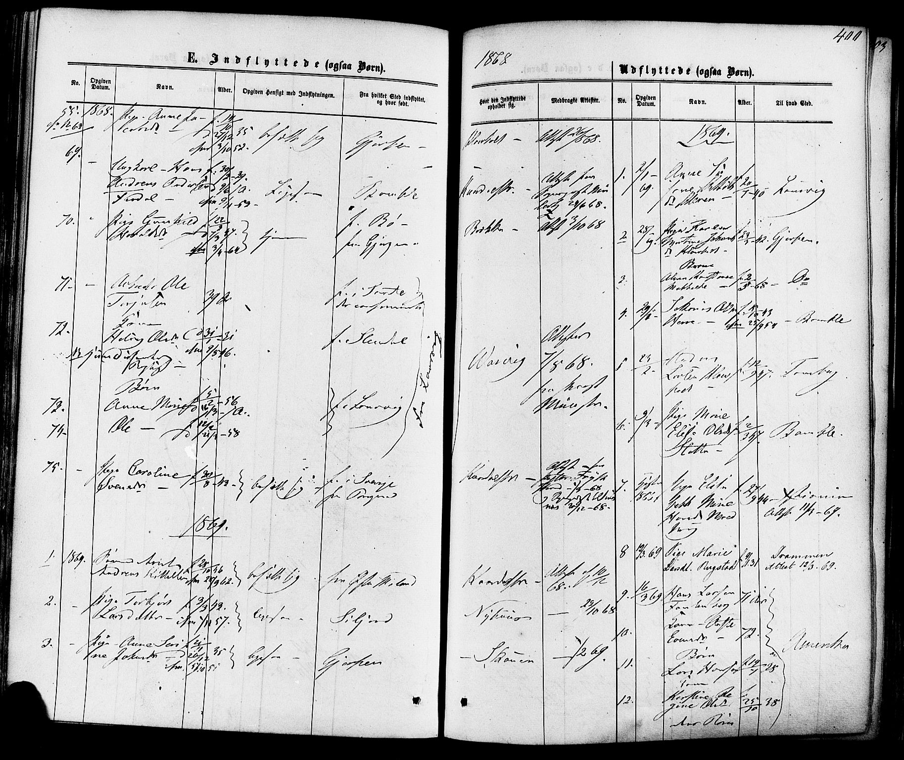 Solum kirkebøker, SAKO/A-306/F/Fa/L0008: Parish register (official) no. I 8, 1865-1876, p. 400