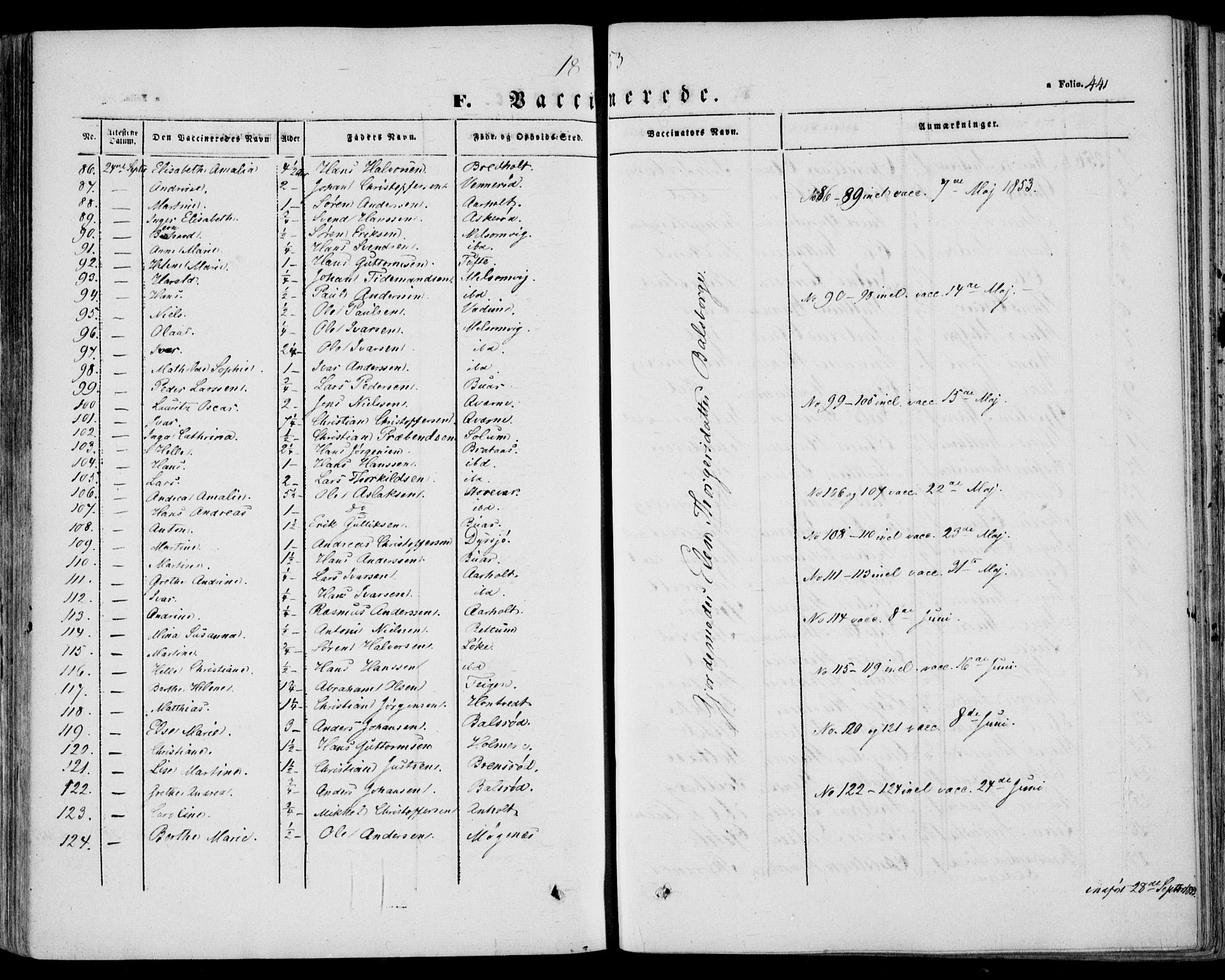 Stokke kirkebøker, AV/SAKO-A-320/F/Fa/L0007: Parish register (official) no. I 7, 1844-1857, p. 441